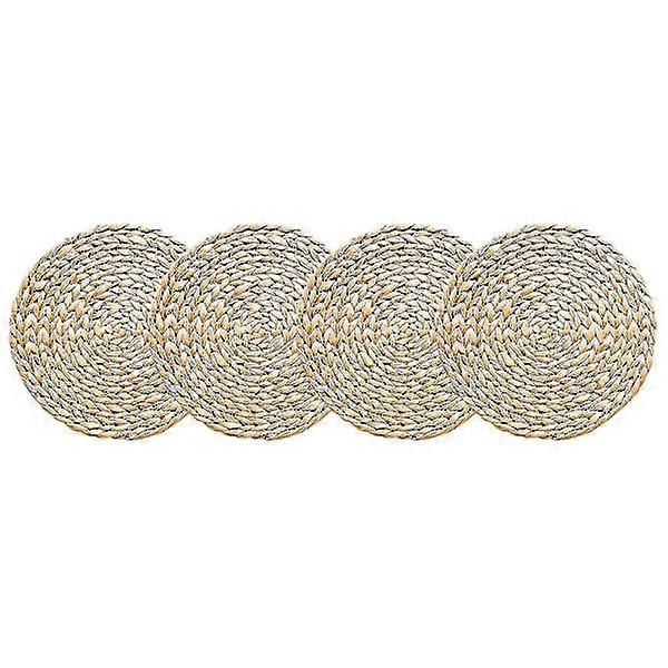 4-Pack Round Woven Placemats Compatible with Dining Table, 13 DXGHC