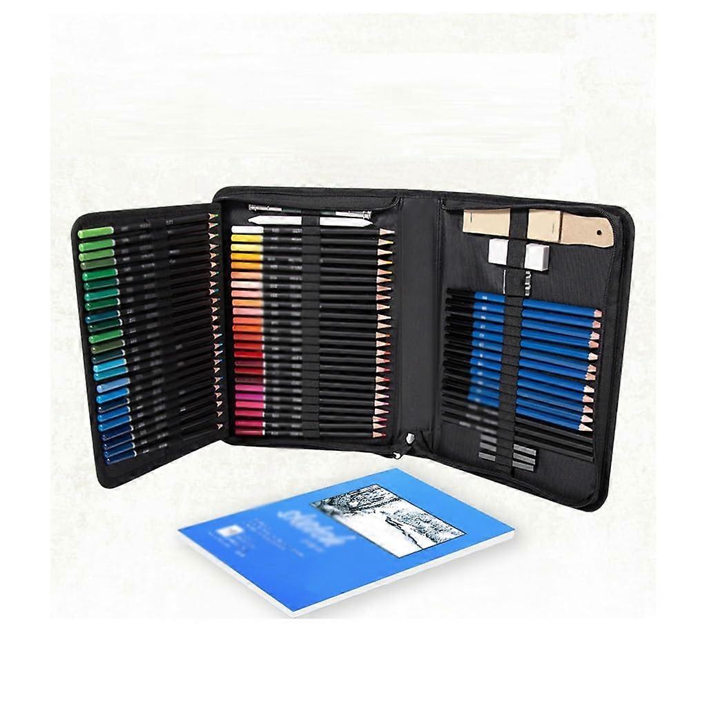 Sketching Colored Pencil Painting Kit Complete Set with Water Soluble Oil Based Professional Art Brushes, 1 Count (Pack of 1)