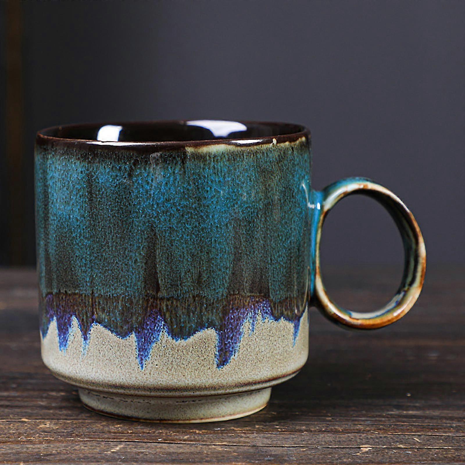 150ml 2pcs Large Ceramic Coffee Mug Rough Pottery Tea Cup Handle Creative Retro Dinnerware