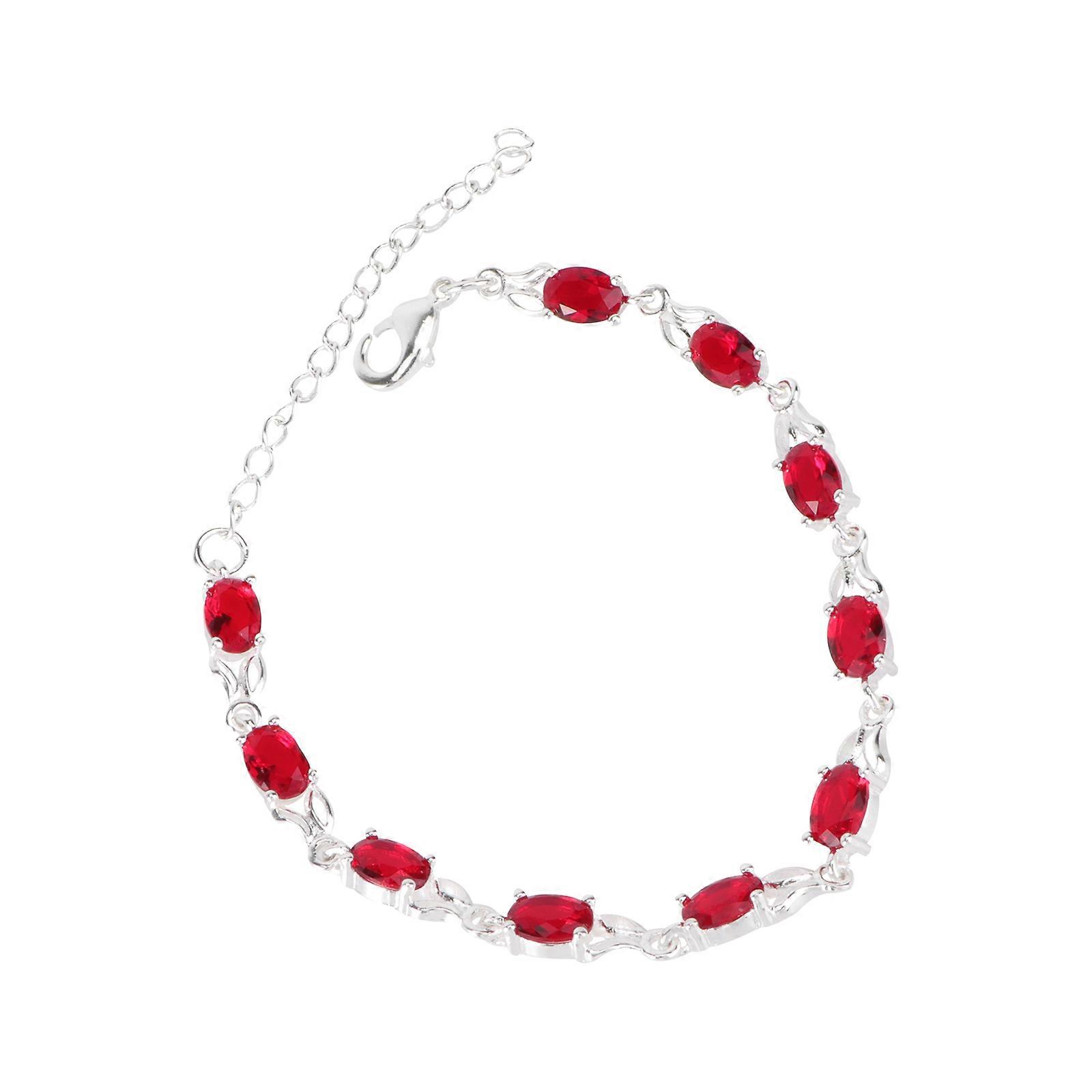 Elegant Copper Bracelet with Design Silver Plated for Women Gifts Red Color Lightweight and