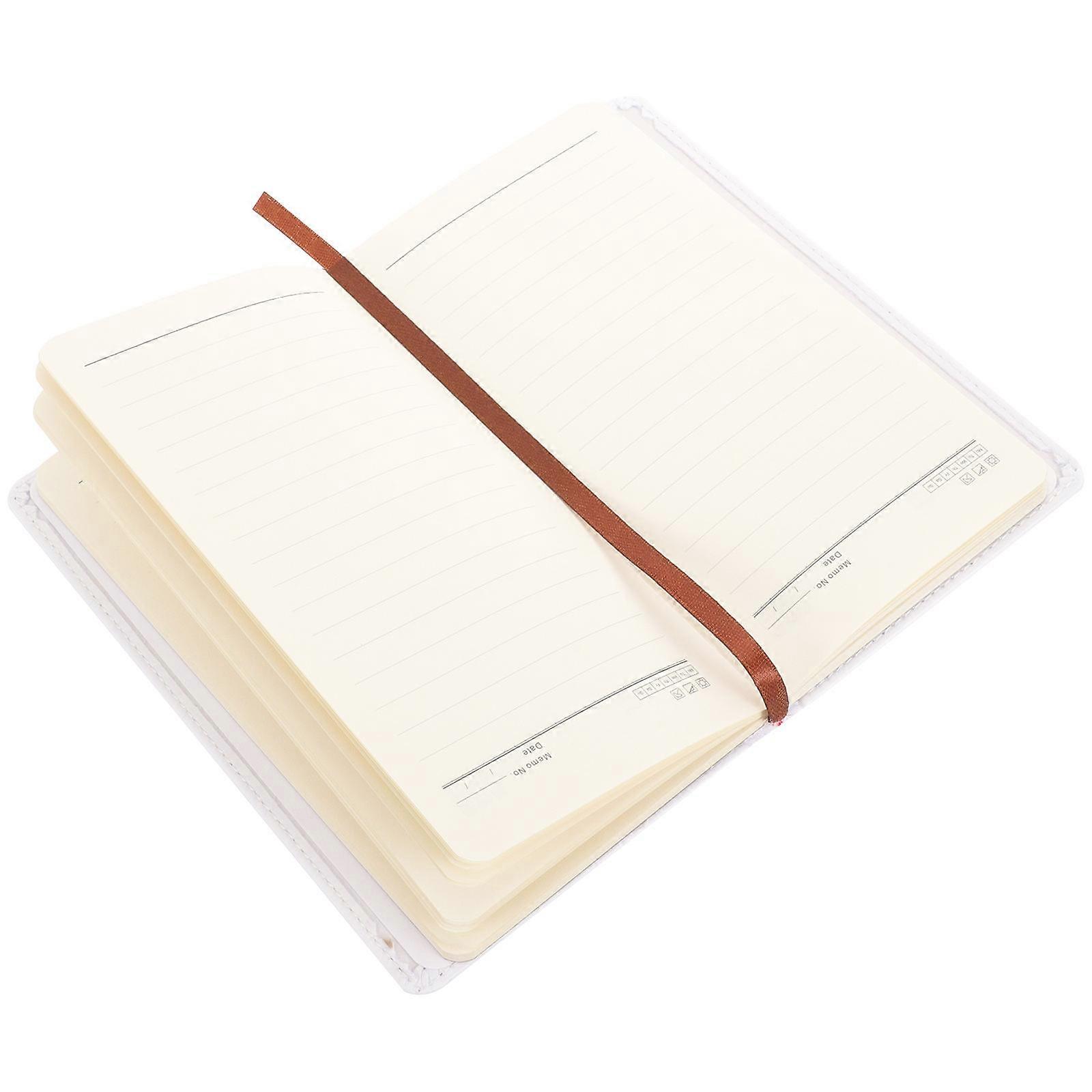 PU Student Planner Book for Study White Color with Thickened Pages and High Textured Cover A6 Size