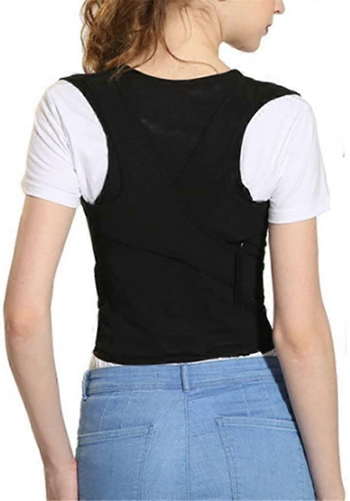 Posture Corrector Back Orthosis Clavicle Support Adjustable Back Trainer Black Size M