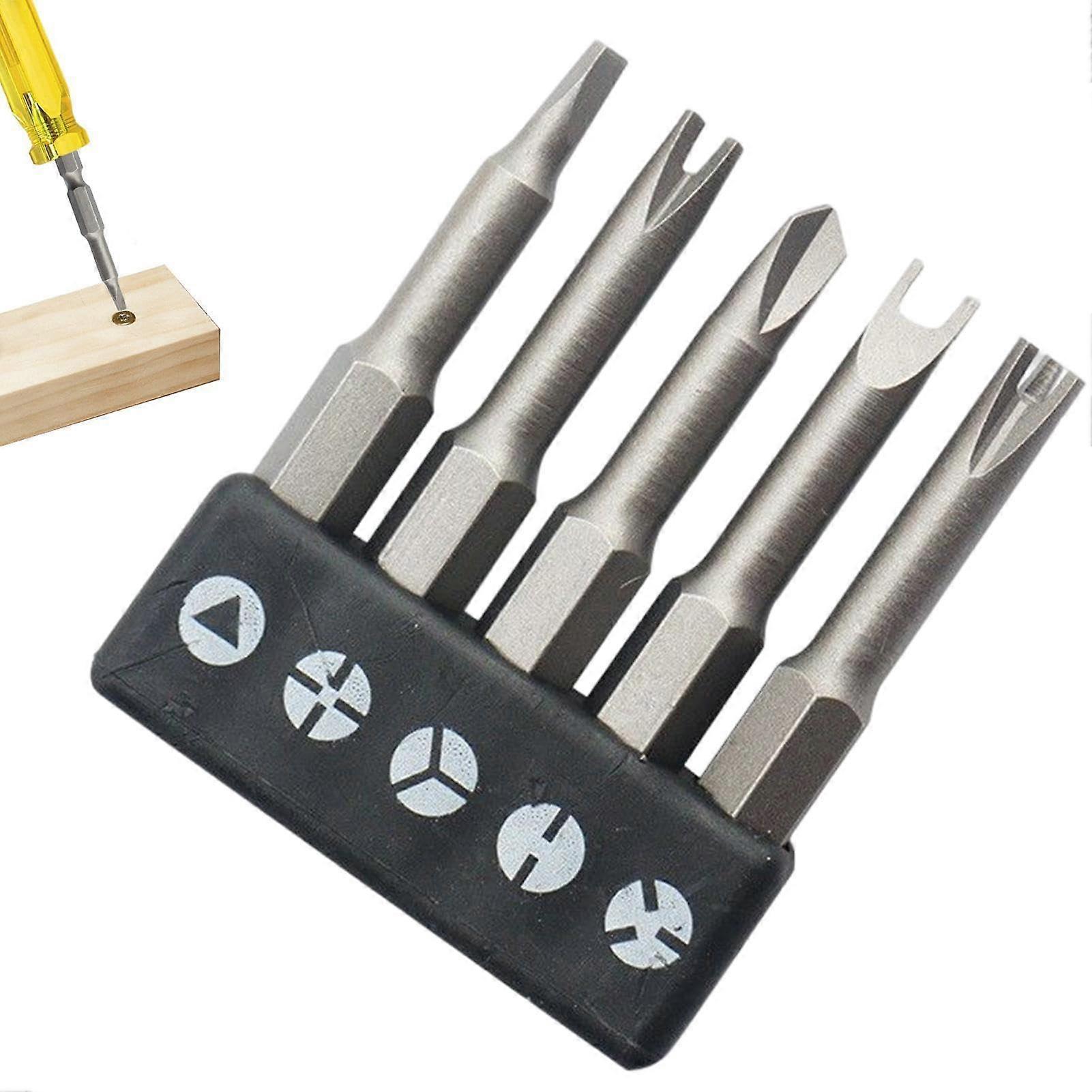 Drill Bit Set  5 CRV Alloy Screwdriver Bits Assorted U Shape Drill Accessories with Three Points WearResistant for Worker Common Drill Set