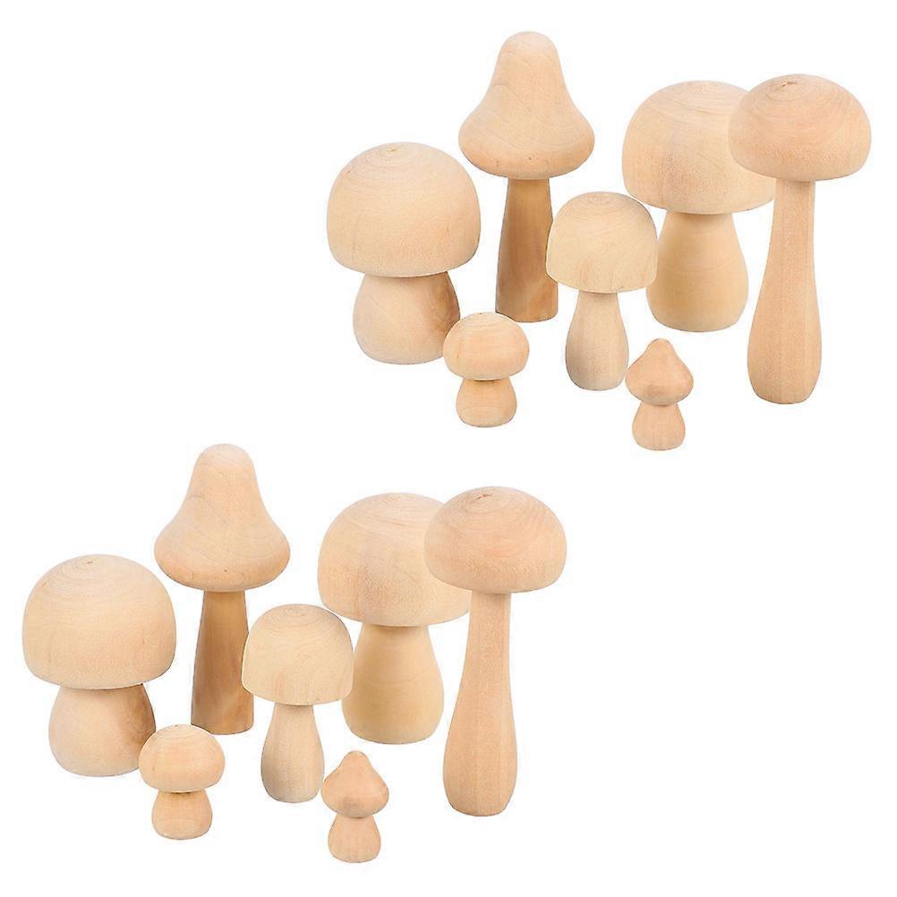 Natural Wood Mushroom Ornaments 14pcs Unfinished DIY Craft for Kids Creative Painting Safe Easy Grip Cottagecore Home Garden Decor