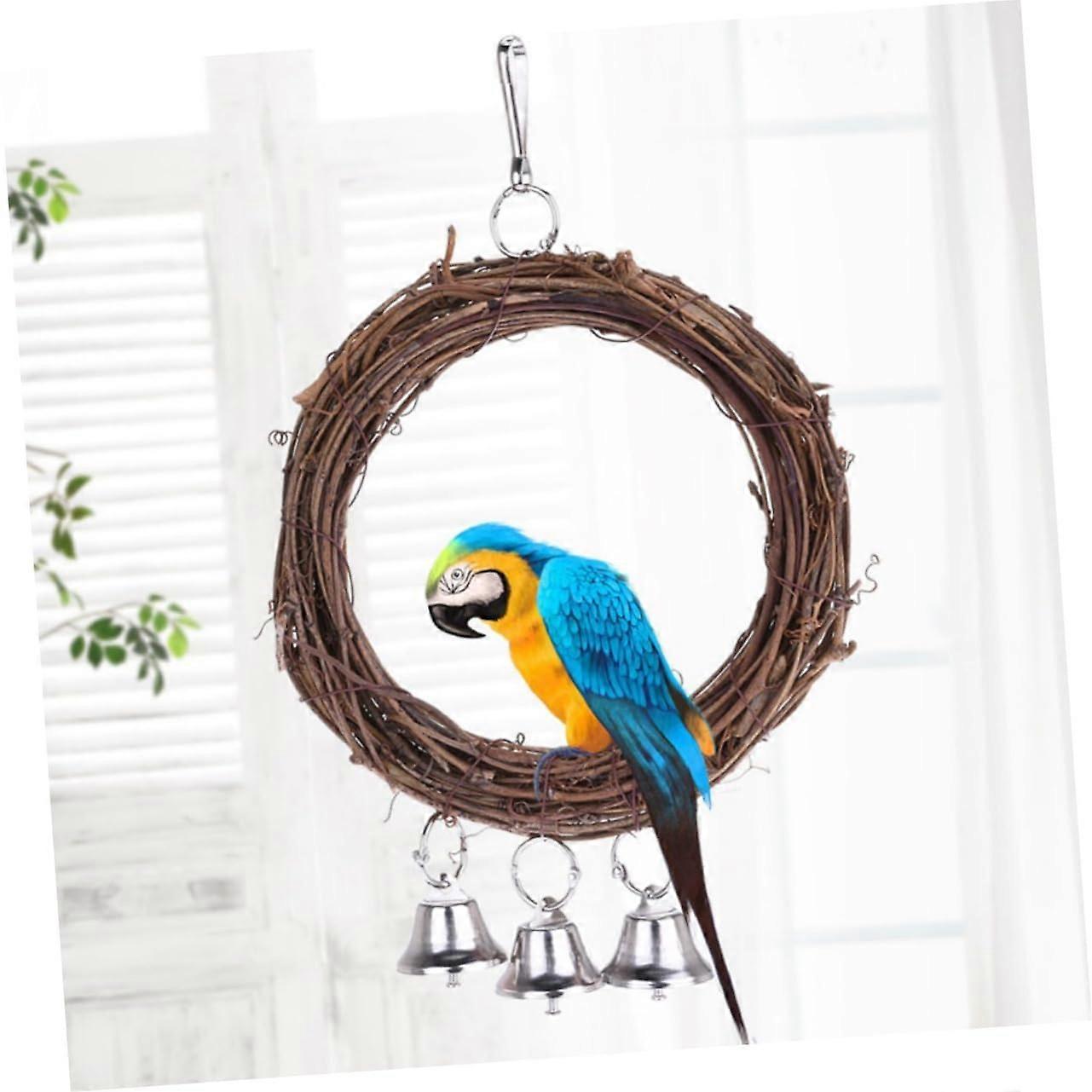 Standing parrot swing made of rattan with sweet parrot toy for hanging ring for bird cages for budgies