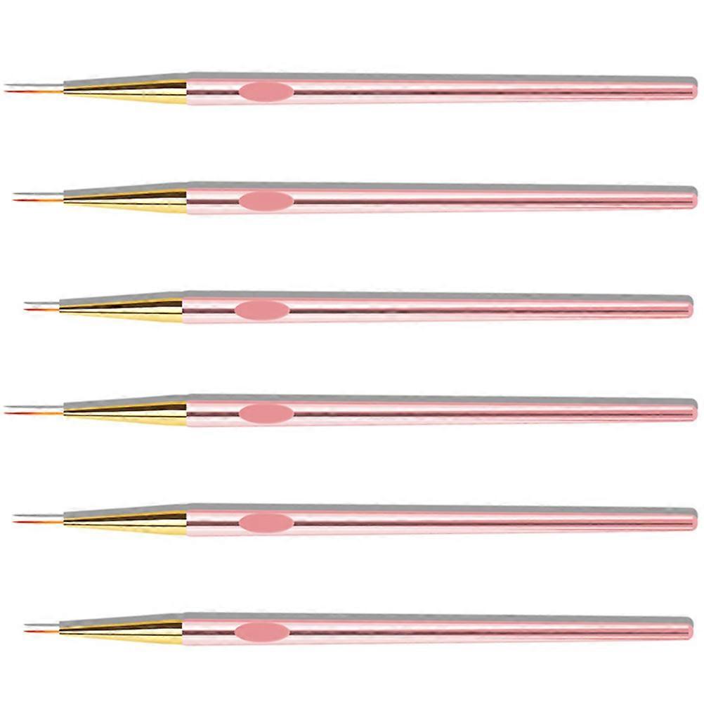 6pcs Rose Gold Nail Art Pens Set with Comfortable Grip Manicure Brushes for Unique Nail Designs – Portable & Easy to Use Nail Salon Tools for