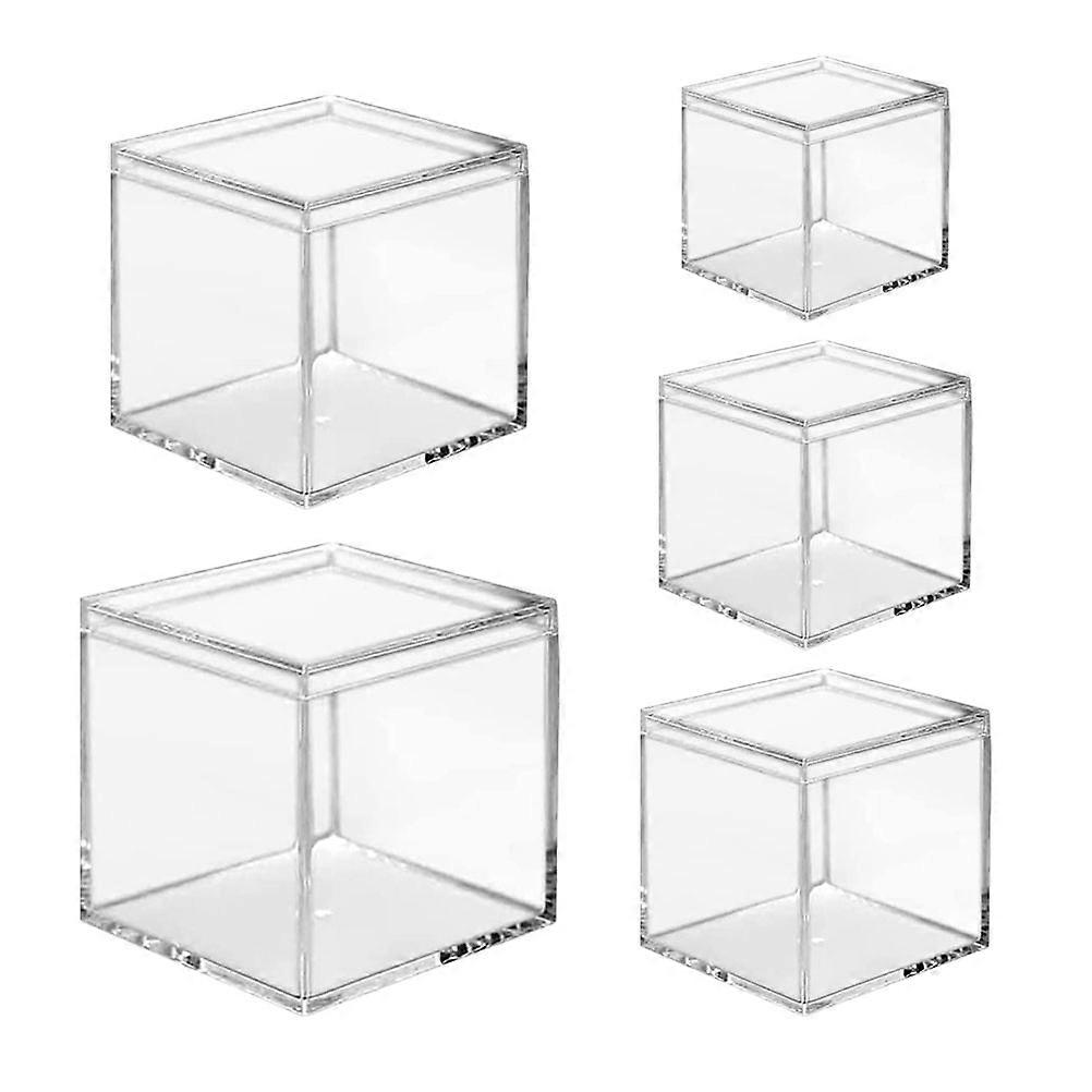 gennemsigtig akryl slikboks sæt 5 stk holdbar opbevaringsbeholder til smykker og slik