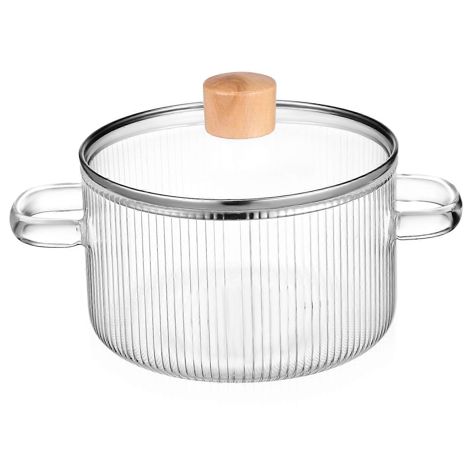 Doublehandled glass pot Transparent soup pot Heatresistant clear glass Stylish cookware for broths and soups
