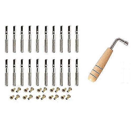 20 Piece Tuning Nails and 20 Pieces Rivets with LShaped Tuning Key for Lyre Harp Small Harp String Instrument