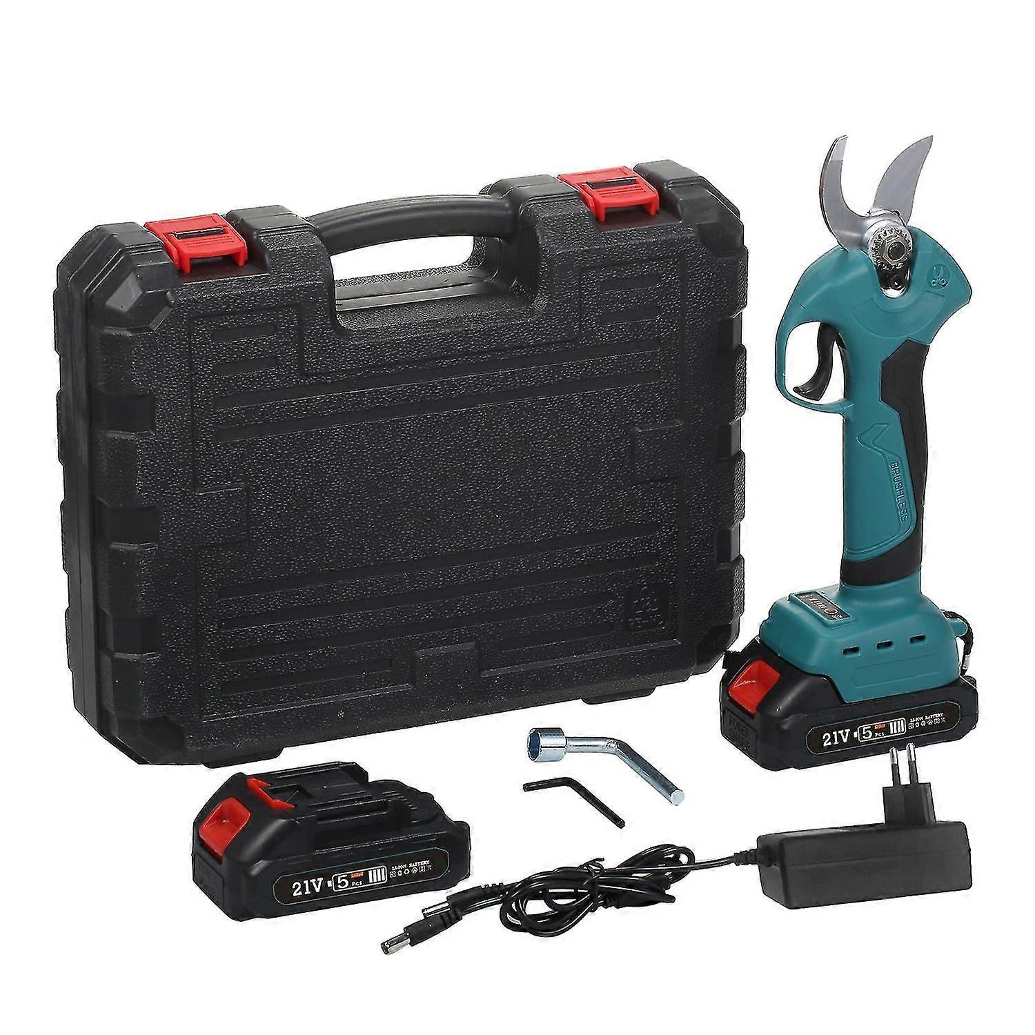 21V Brushless Cordless Electric Pruning Shears 2 Pack Backup Rechargeable 2000mah Lithium