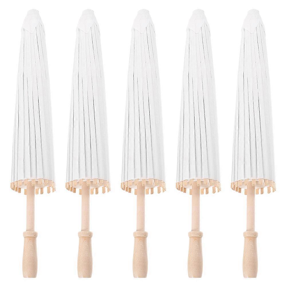 5PCS DIY Oil Paper Umbrella with Solid Wood Frame, Handmade Painting Parasol for Crafting, Decorative Use, Bulk Projects, Doll Umbrellas for Creative