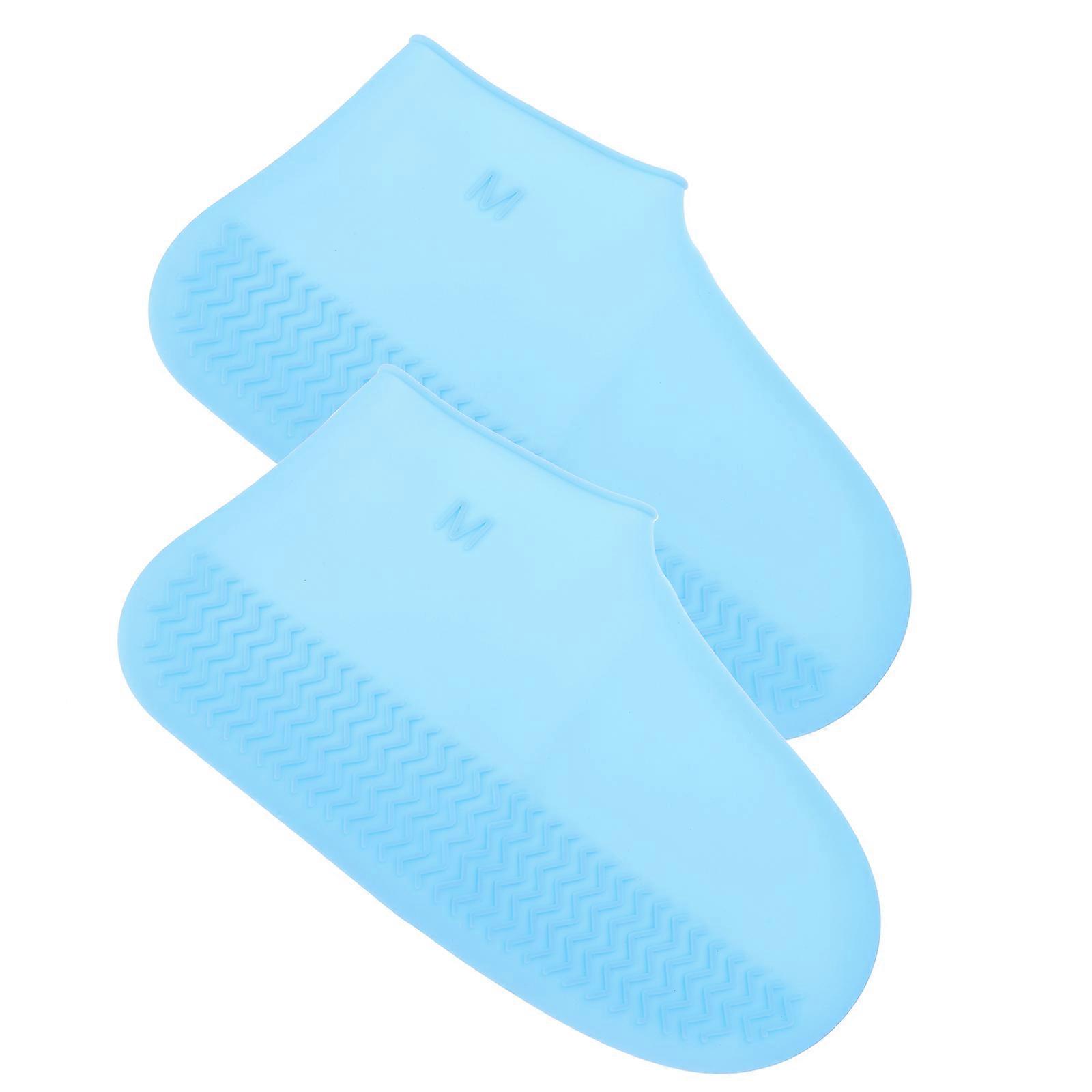 Blue Rainproof Shoe Covers Made of Silicone Durable and Anti Slip for Outdoor Activities Size L