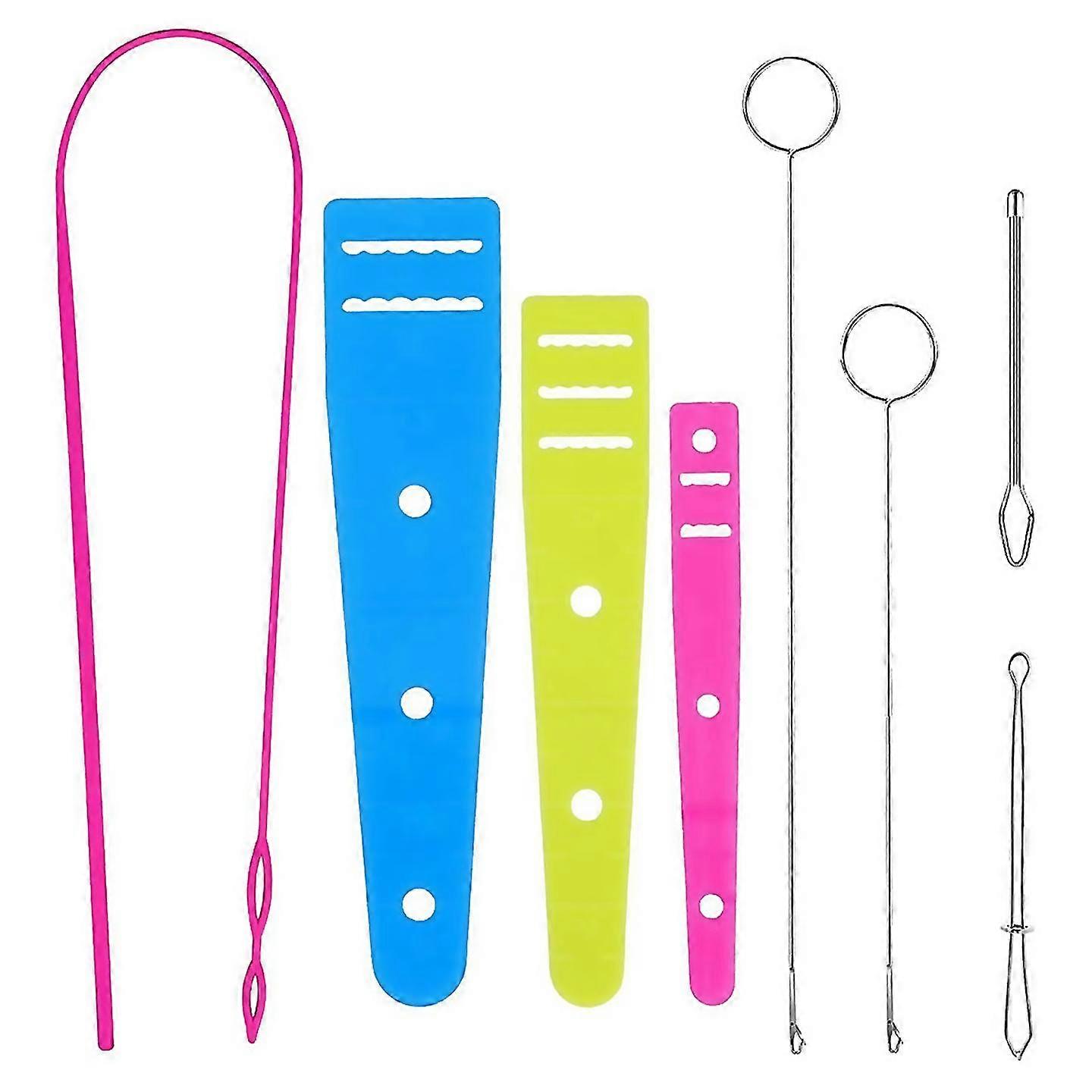 8 Pcs Flexible Drawstring Threader Tool Set Sewing Loop Turner For Jackets Coats Pants Hoodies
