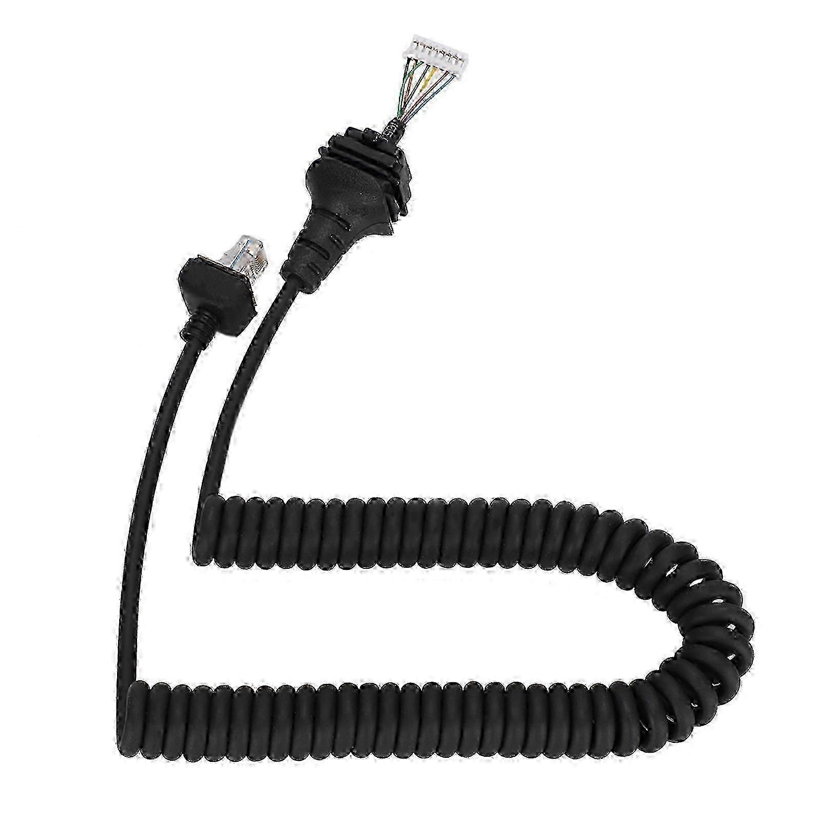 Handheld microphone cable, spring-wound and stretch-resistant, suitable for multiple ICOM models