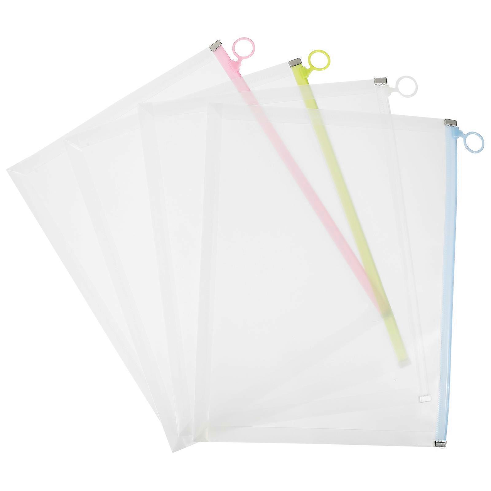 Transparent File Storage Bags Set of 4 Document Organizers with Sealing Design for Office and School Use Easy to Clean Material