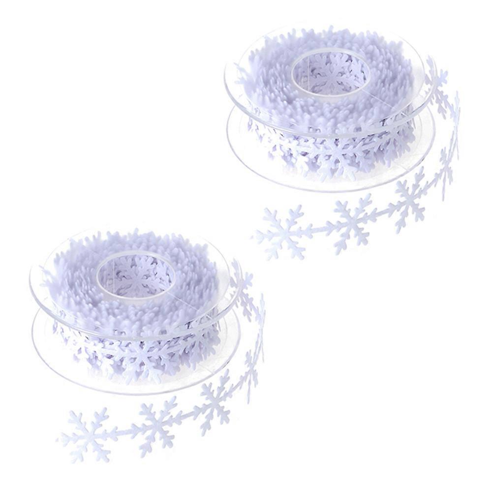 Snowflake Ribbon for Decoration in White Non Woven Fabric 2 Rolls for Christmas Projects
