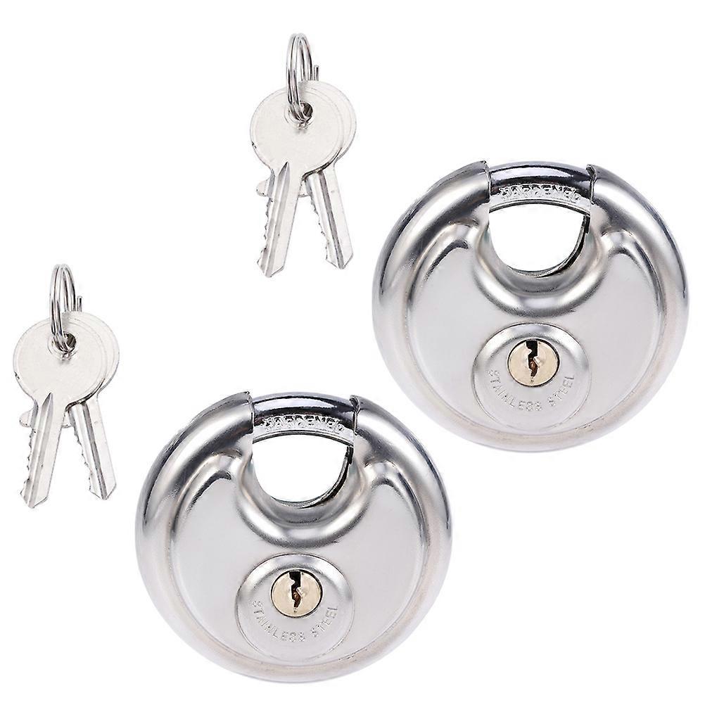 Heavy Duty Discus Padlock Security Lock For Indoor Use 2 Sets Silver Design With Anti-theft Feature