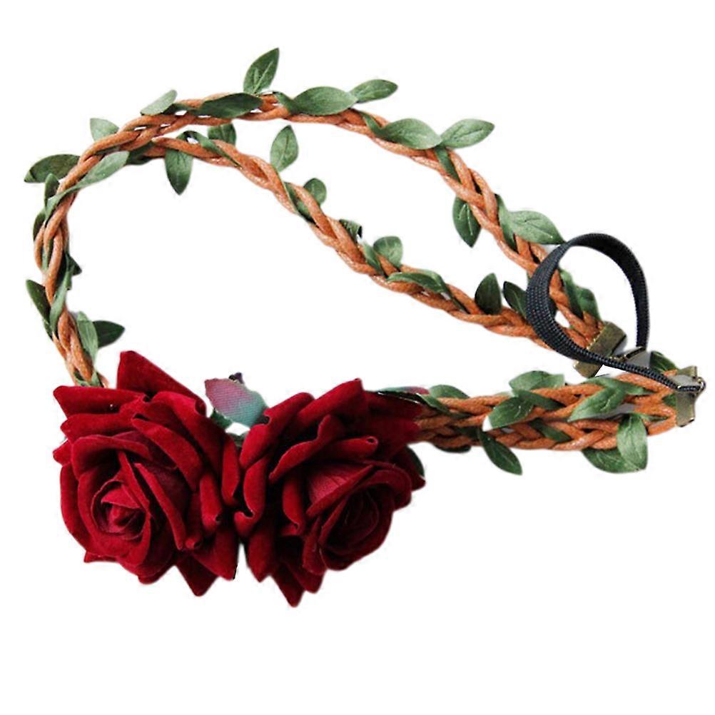 Flower Garland Headband Circular Wreath Photography Prop For Travel 40x7x7Cm 1PC