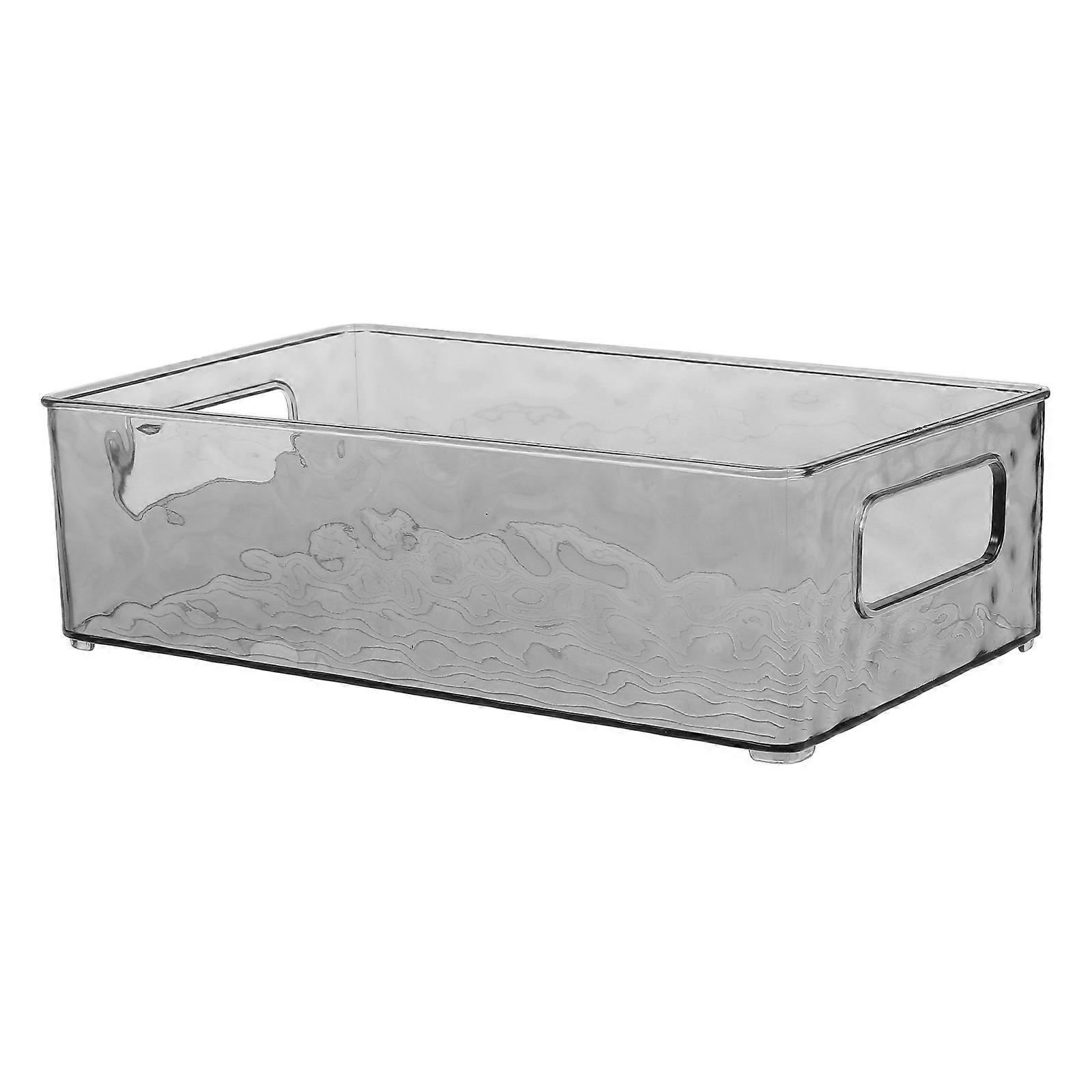 Clear Plastic Storage Bins with Handles – Durable Rectangular Transparent Organizers for Kitchen, Refrigerator, and Pantry Use – Grey