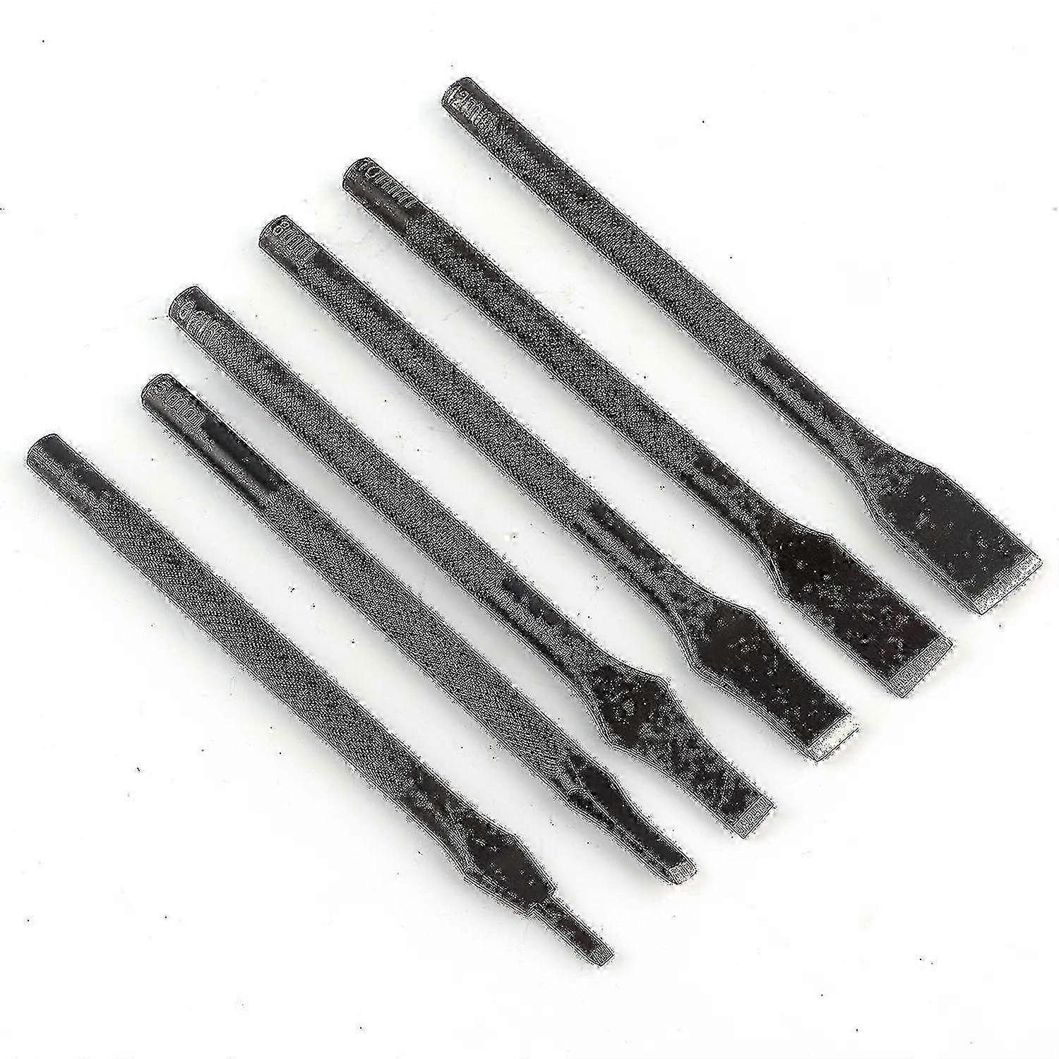 6-Piece Japanese Leather Craft Punch Tool Set with Flat Tip and Slotted Straight Hole for Leatherworking Projects