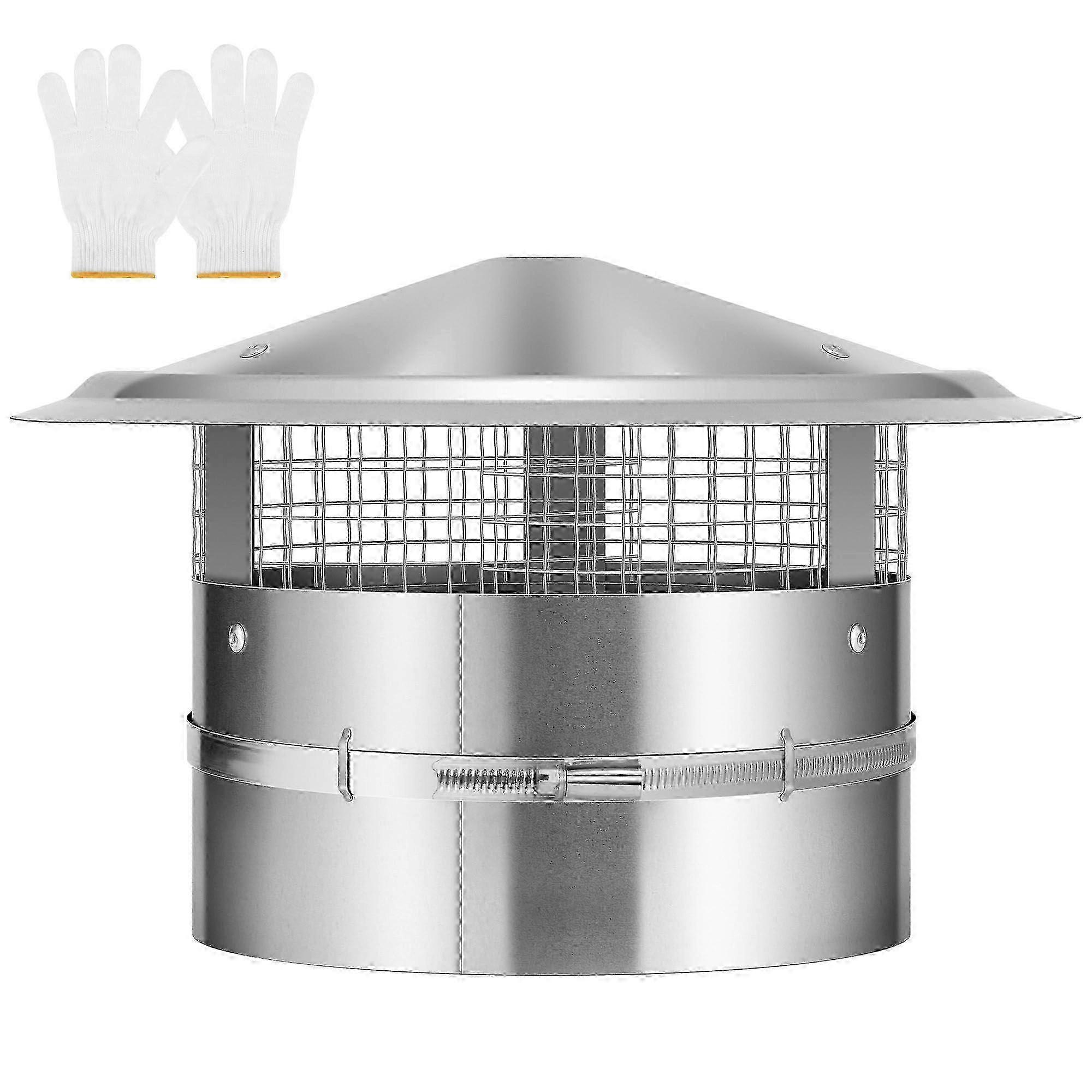 8 Inch Galvanized Steel Chimney Cap with Rain Protection and Ventilation for Improved Airflow