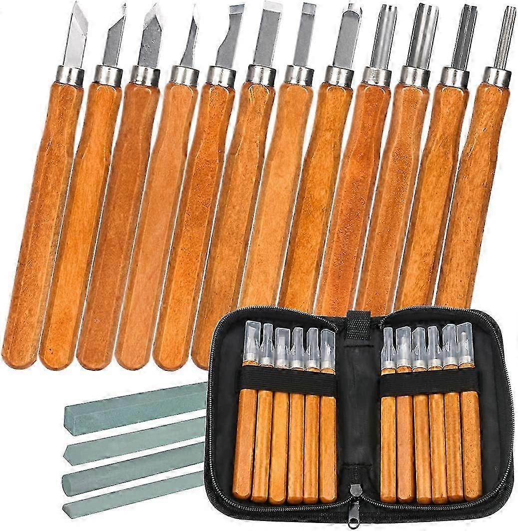 Wood Carving Tools Kit, 12PCS Wood Carving Kit with Whetstone and Storage Bag,DIY