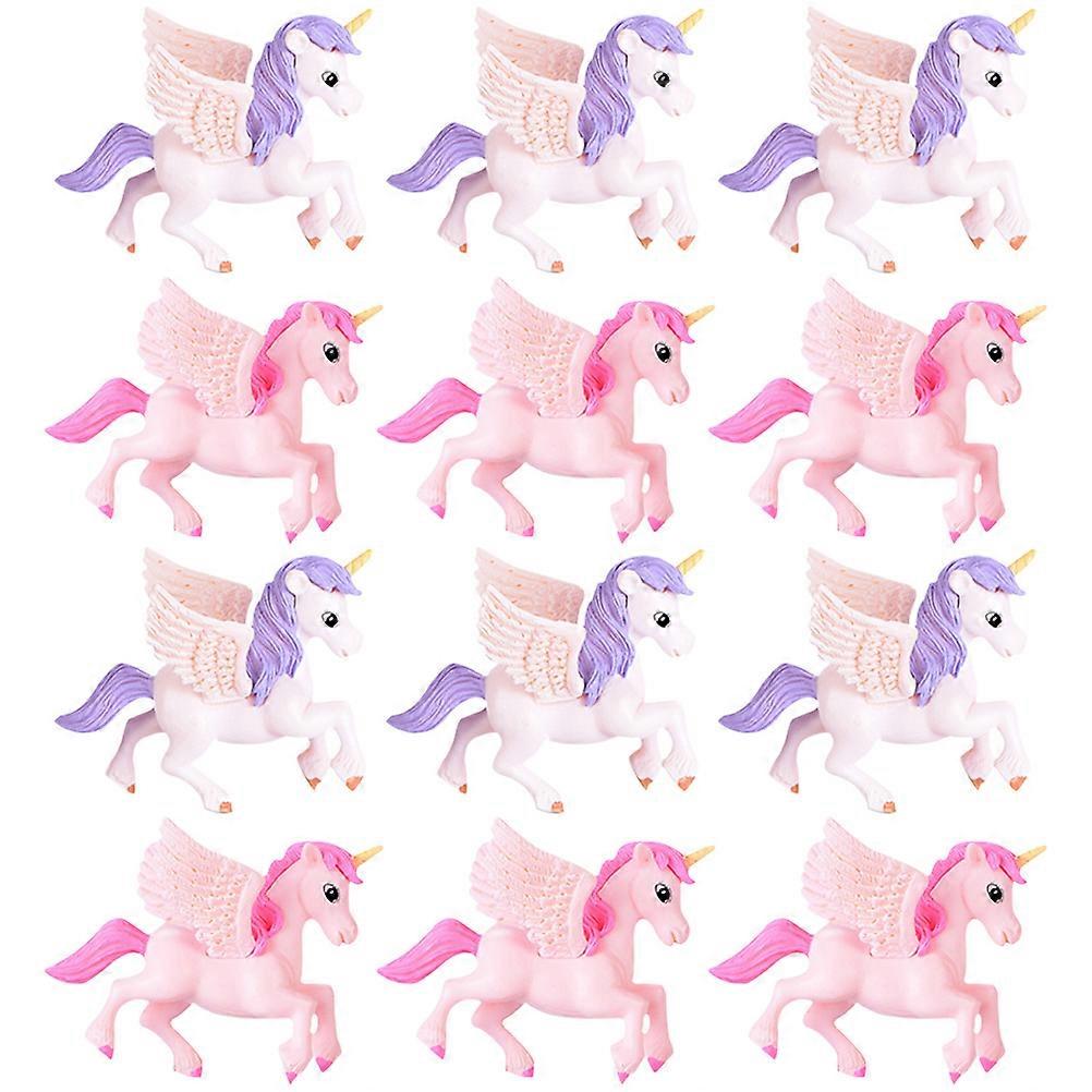 Unicorn Figures Set Garden Enhancement Pvc Assorted Color Decorative 12Pcs