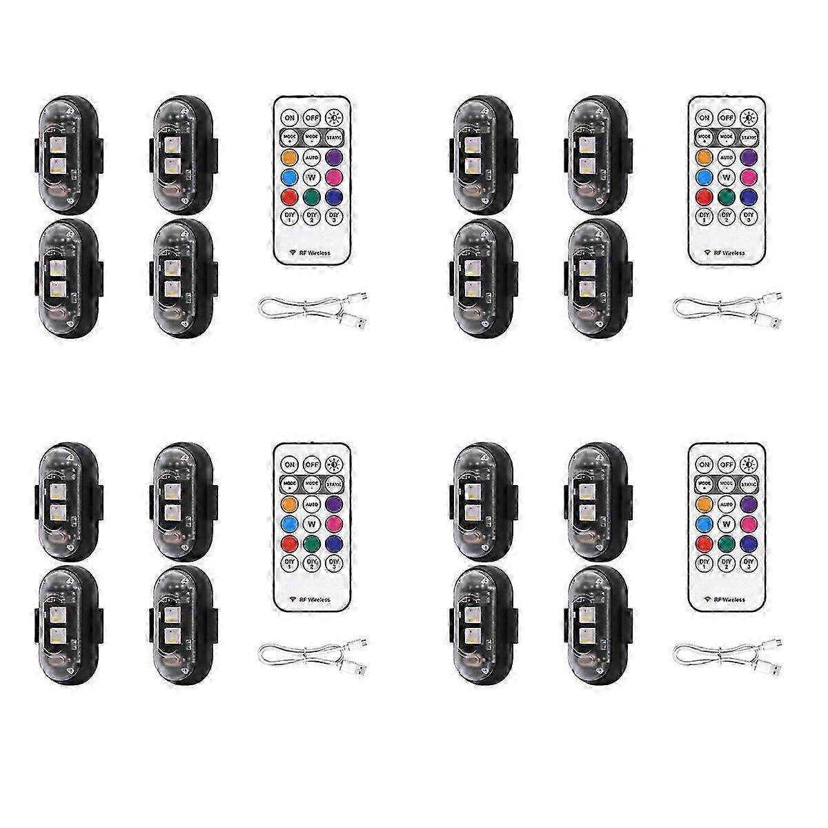 16PCS Wireless LED Strobe Lights with Remote Control, 8 Colors USB Charing Waterproof Emergency War