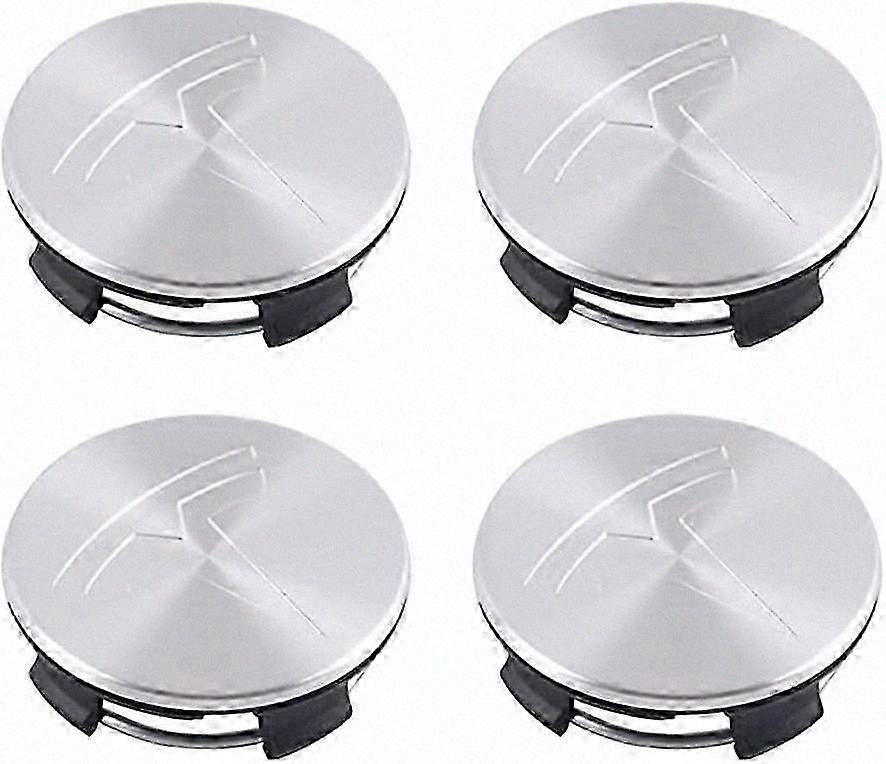 Silver Logo Wheel Hub Caps for Electric Vehicles, 4 Pcs Hubcap Kit Compatible with Multiple Models