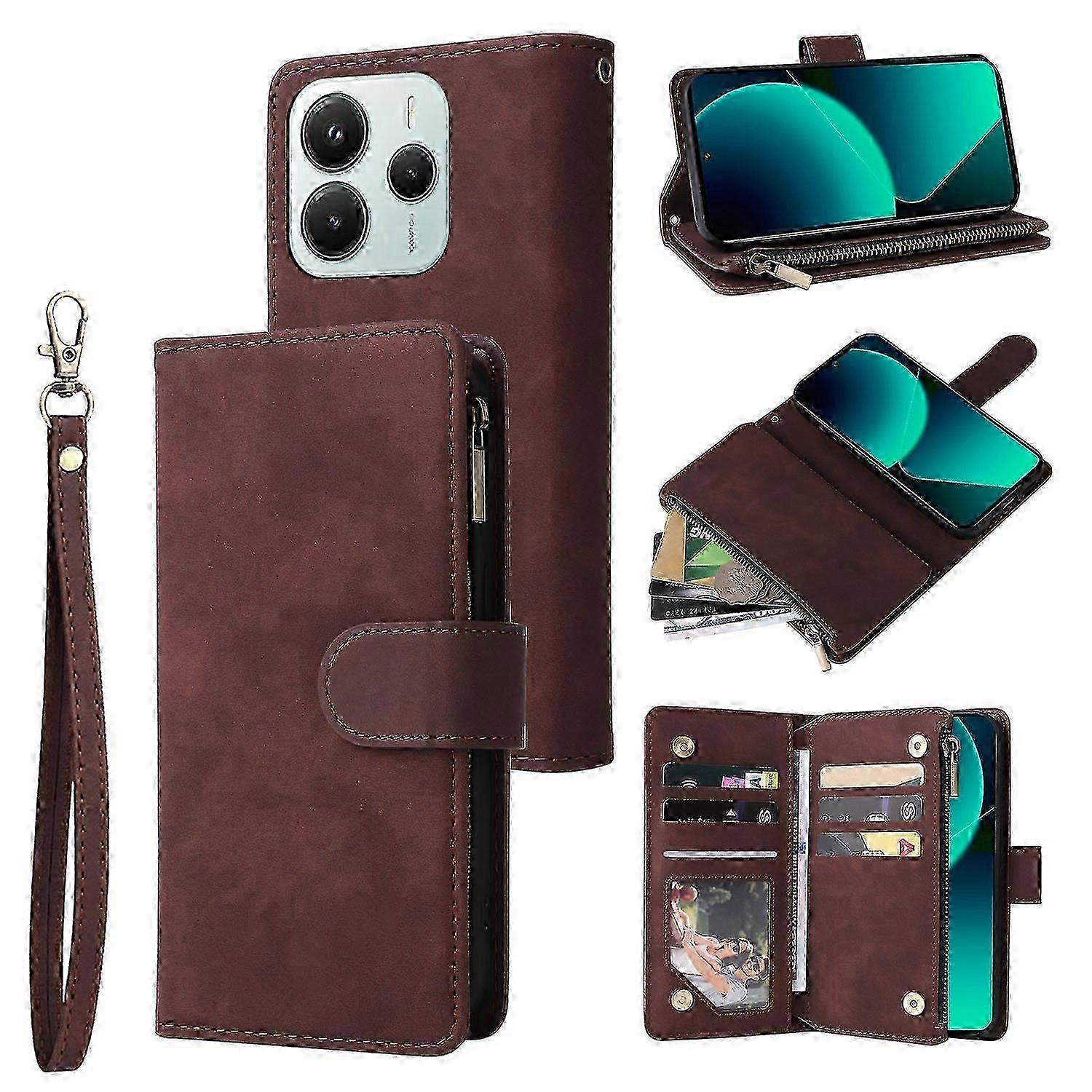 For  Redmi Note 14 5G Case Zipper Wallet Multiple Card Slots Leathe...
