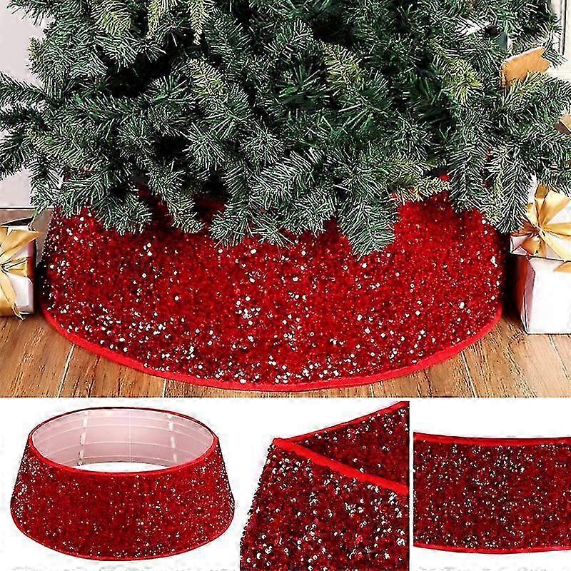 Sequins Festive Design Christmas Tree Skirt Xmas Stand Cover Decora...