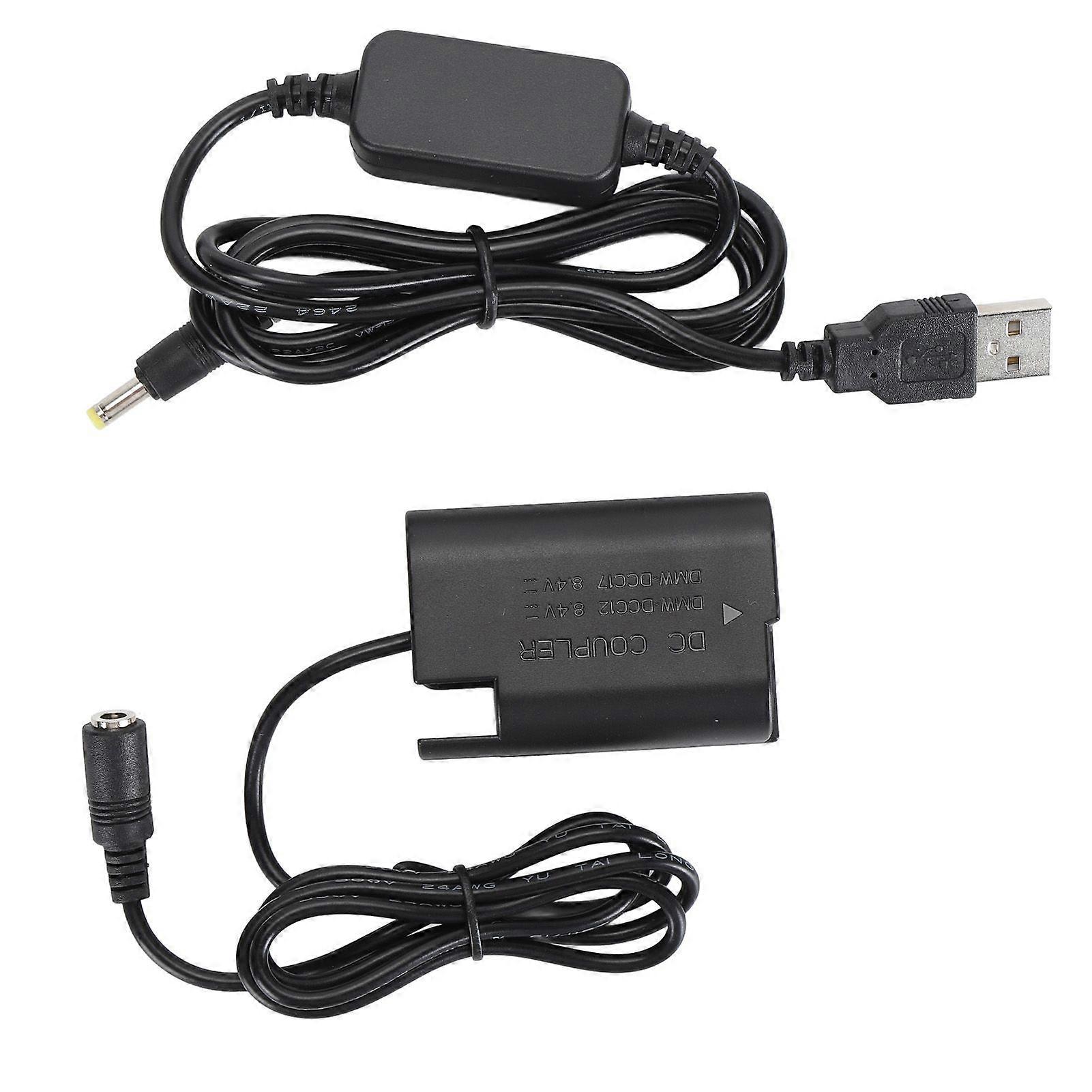 DMW DCC12 Full Decoded Dummy Battery DC Coupler with USB 4017 8.7V Cable for DMW BLF19E Adapter for GH3 GH4 GH5 GH5S Camera