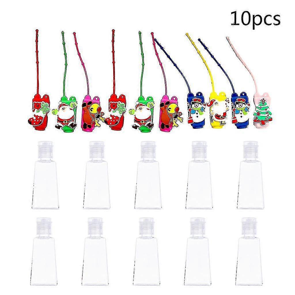 Mini hand sanitizer empty bottles, 10-piece set, refillable, with Christmas silicone sleeves
