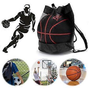 Malha de basquete portátil Bolsa Mochila de armazenamento de bola esportiva resistente para basquete vôlei futebol futebol preto