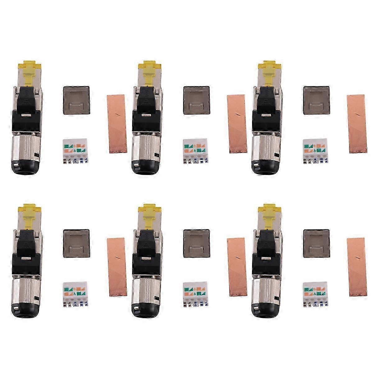 6-Pack Tool Free Shielded RJ45 Cat 8,Cat8 Termination Plug,Cat8 Plug