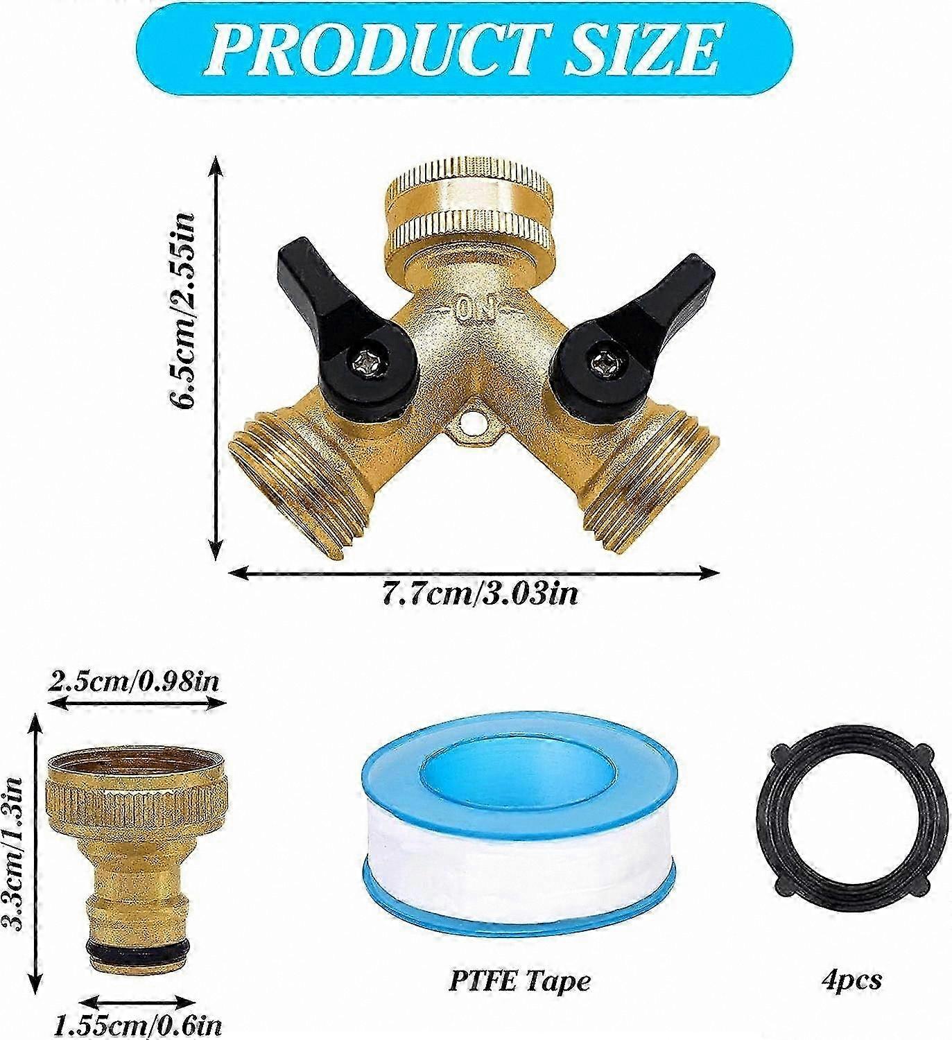 Adjustable 2-Way Garden Hose Splitter - 1/2" & 3/4" Water Distributor for Lawn Taps and Inlet Hoses
