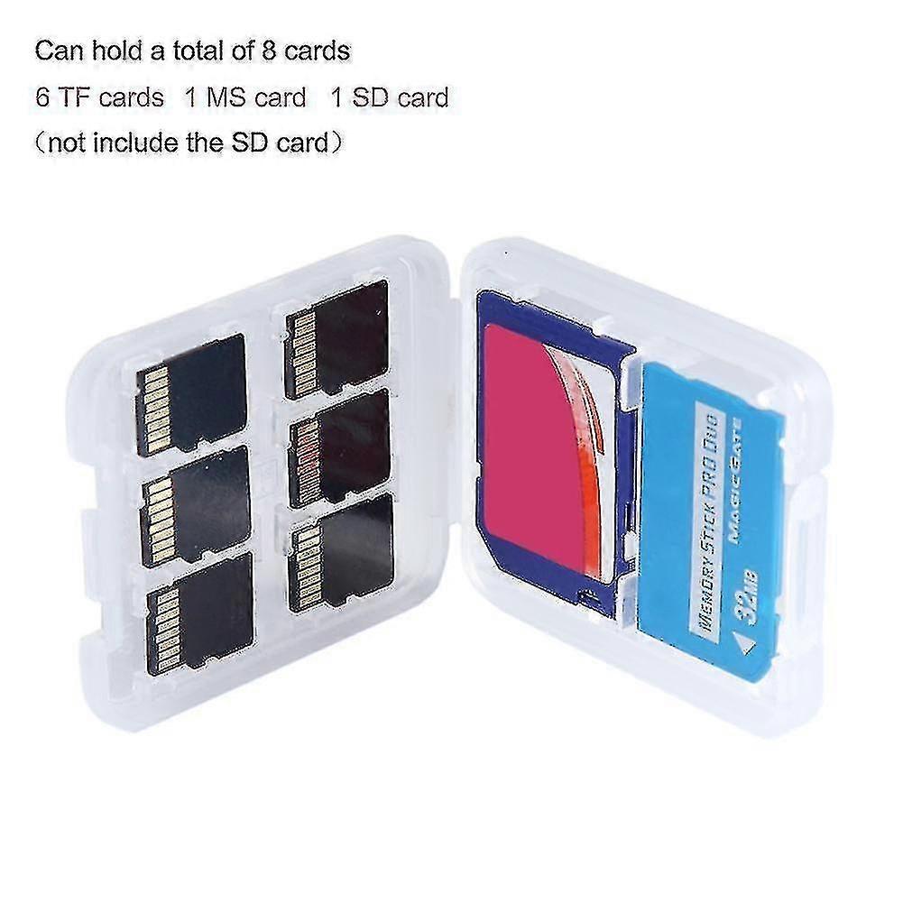 2pcs 8 In 1 Double-layers Plastic Micro For Sd Sdhc Tf Ms Memory Card Storage Hard Case Box Protect