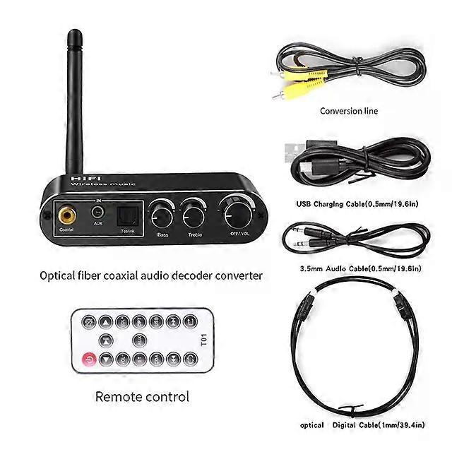 Wireless Bluetooth 5.1 Receiver Optical Fiber Coaxial Audio Decoder Converter U Disk AUX In Lossless Suitable for  Old Computer T-V