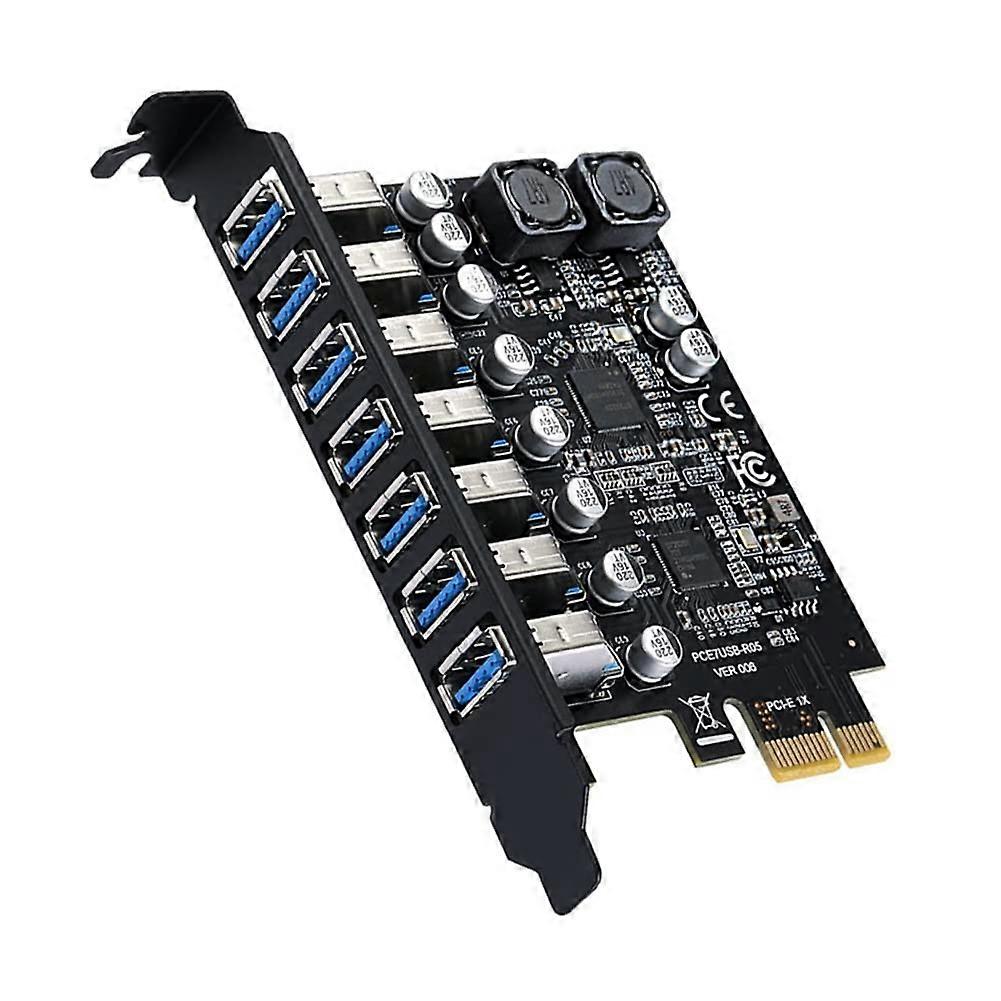 USB 3.2 PCI Express Adapter Card with 7 Ports USB 3.0 Gen 1 Expansion for PCI-E Compatible Systems