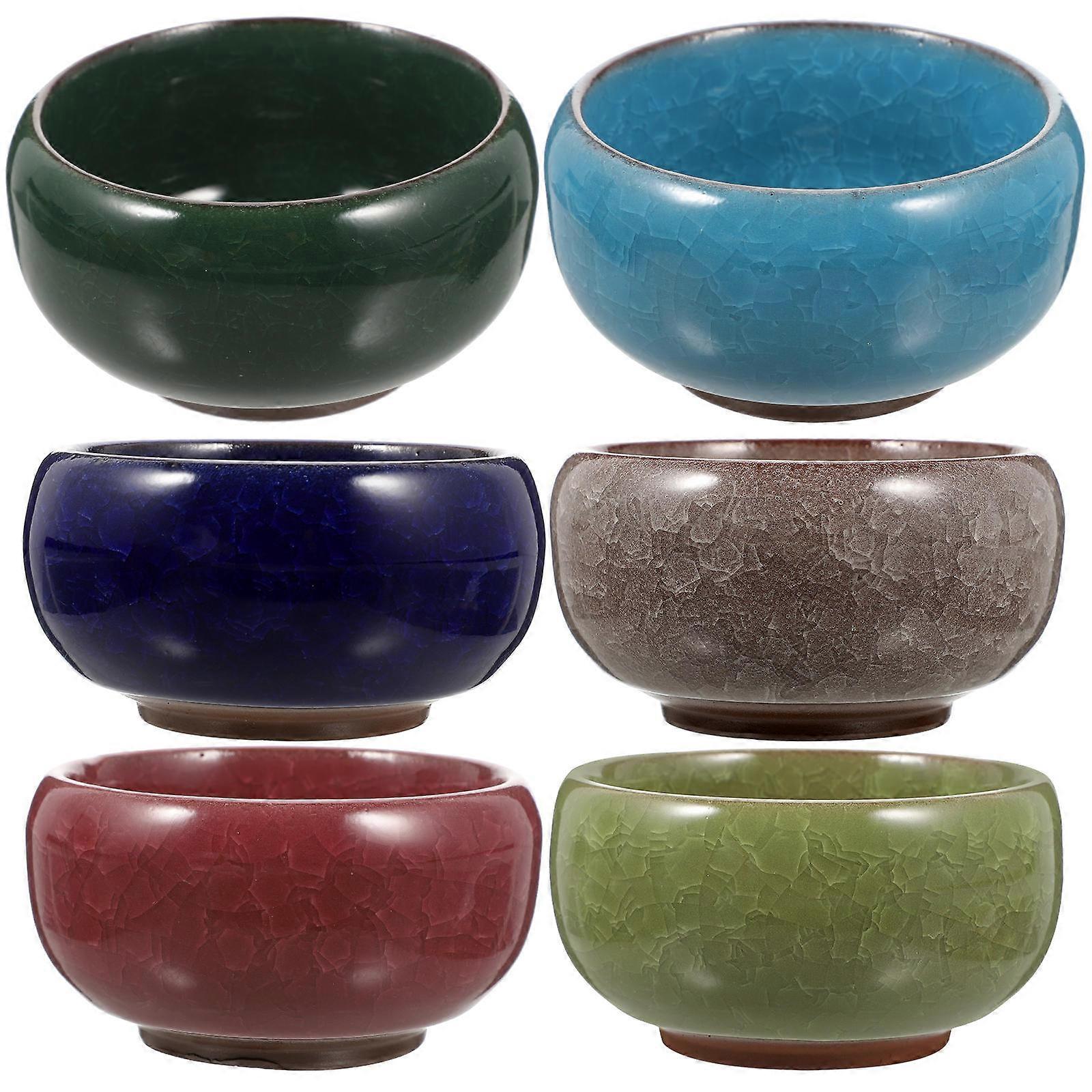 Succulent Ceramic Pot for Storing 6Pcs Small Flowerpots with Drainage Hole