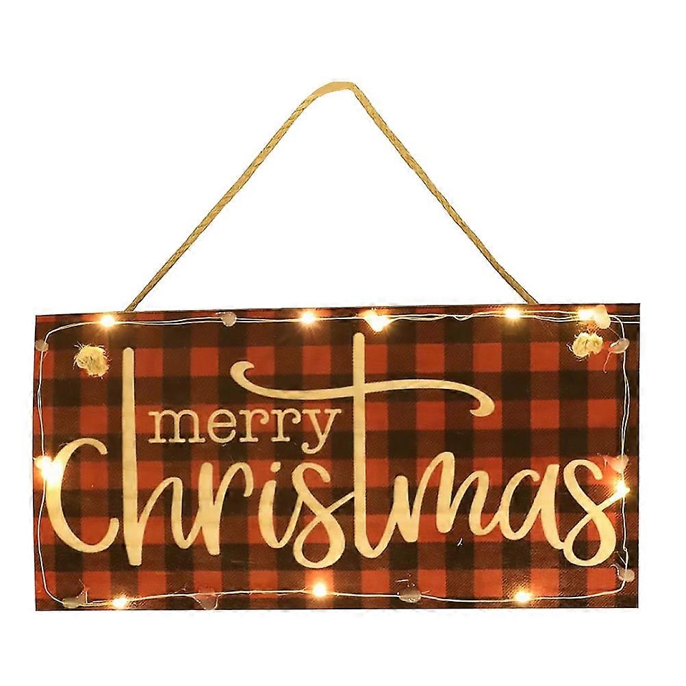 Merry Christmas Luminous Wooden Sign for Decoration Dark Red