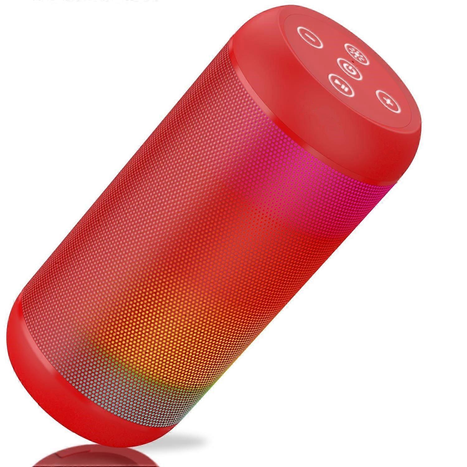 Portable Bluetooth Wireless Speaker with RGB Lights, Loud Speaker with Stereo Sound,Speaker for Party, Home, Outdoor(Red)