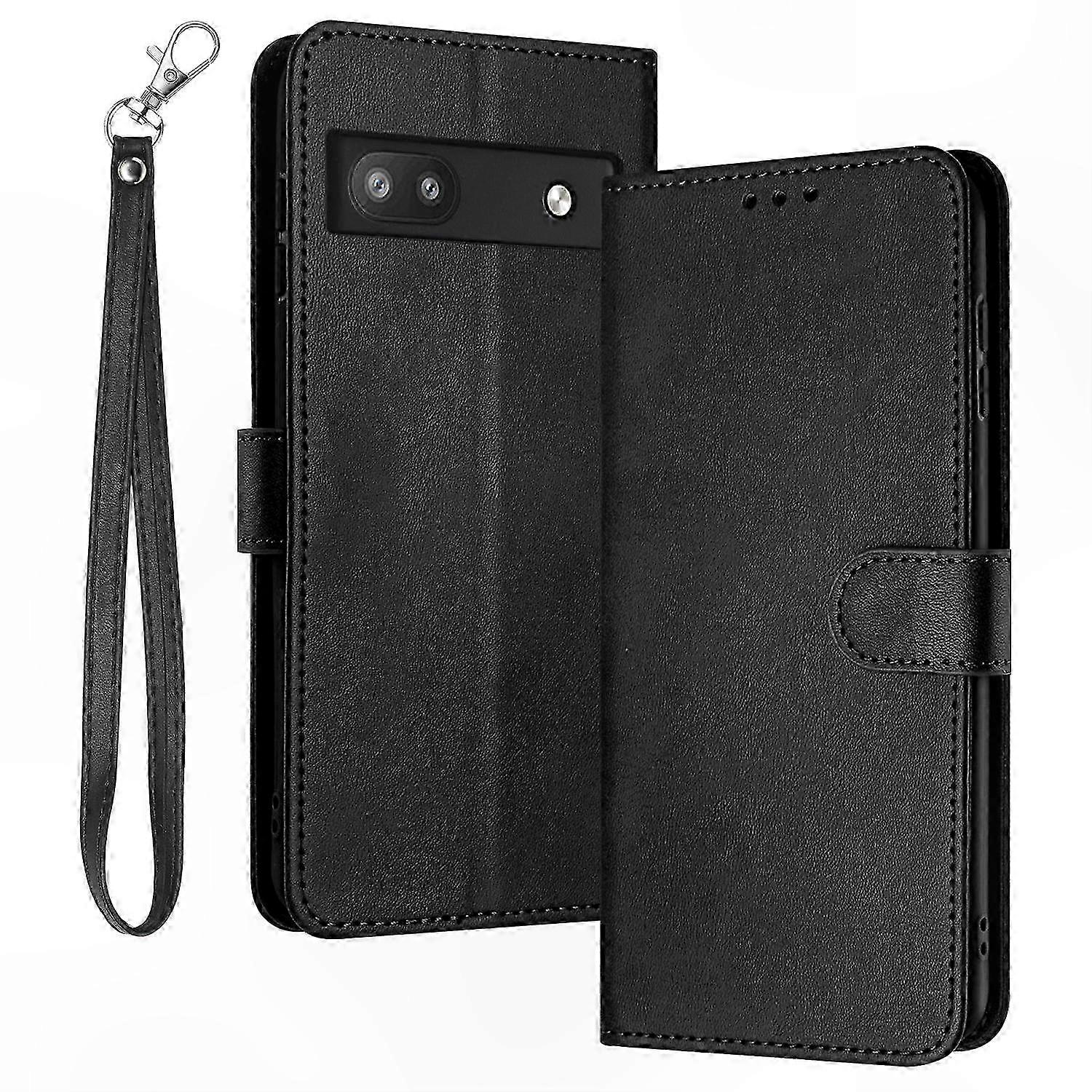 Folding Stand Case with Strap for Pixel 6a - Calf Texture Phone Cover