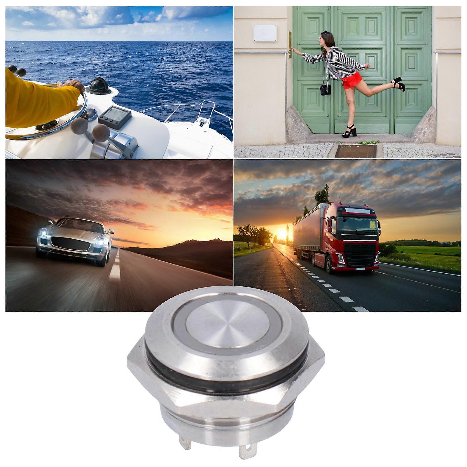 5Pcs 16mm Waterproof Metal Push Button Switch LED AC220V White