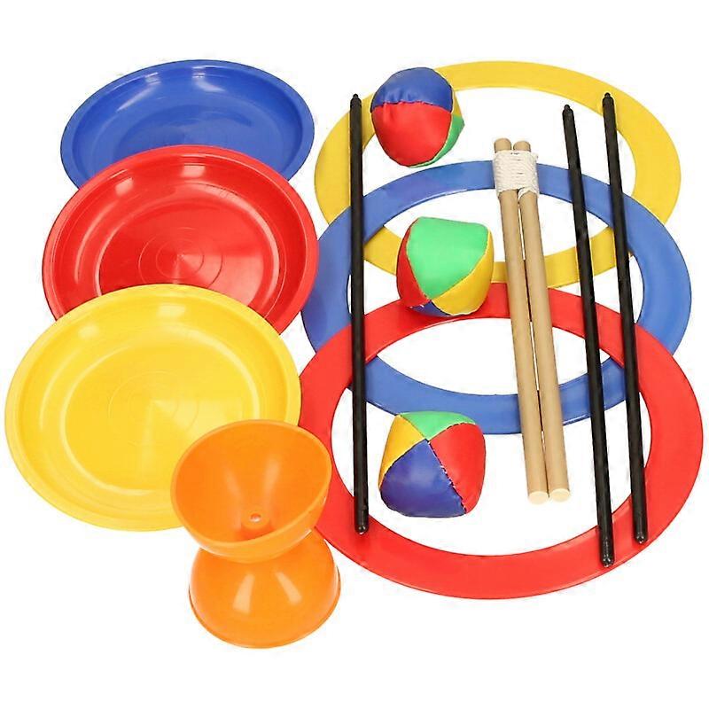 Kids Circus Skills Set 15pcs Juggling Rings Plates Diabolo Fun Educational Toy