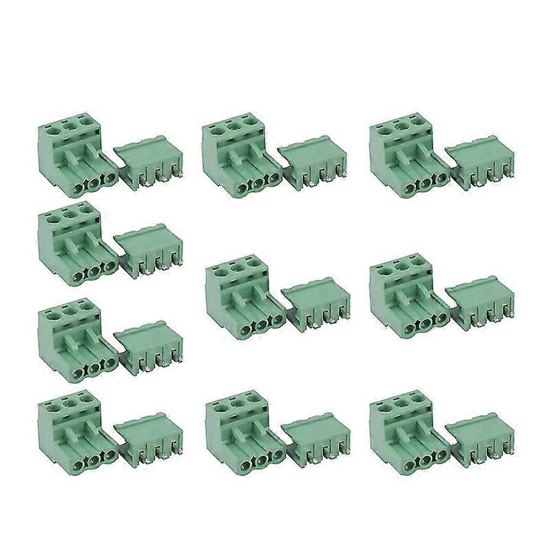 For 10pcs 508mm Pitch 3pin Plugin Screw Pcb Terminal Block Connector Right Angle