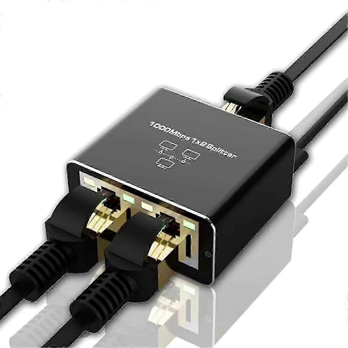 Gigabit Ethernet RJ45 Splitter Adapter 1 auf 2 Port für Cat5/5e/6/7/8 Netzwerkkabel