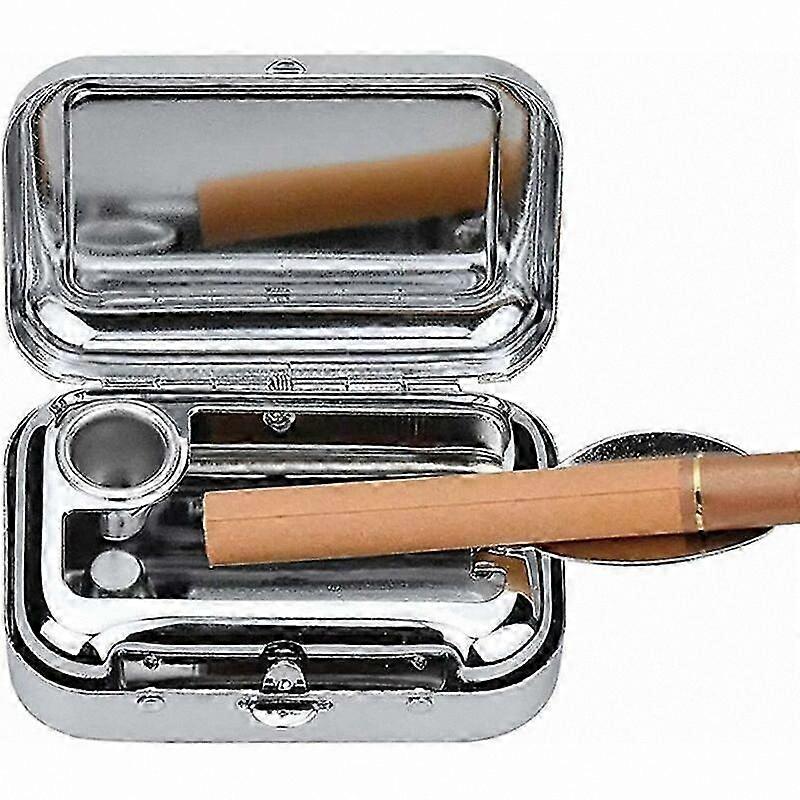 Portable Mini Ashtray with Lid, Square Metal Travel Ashtray, Odor-Proof Pocket Size for Convenient Use