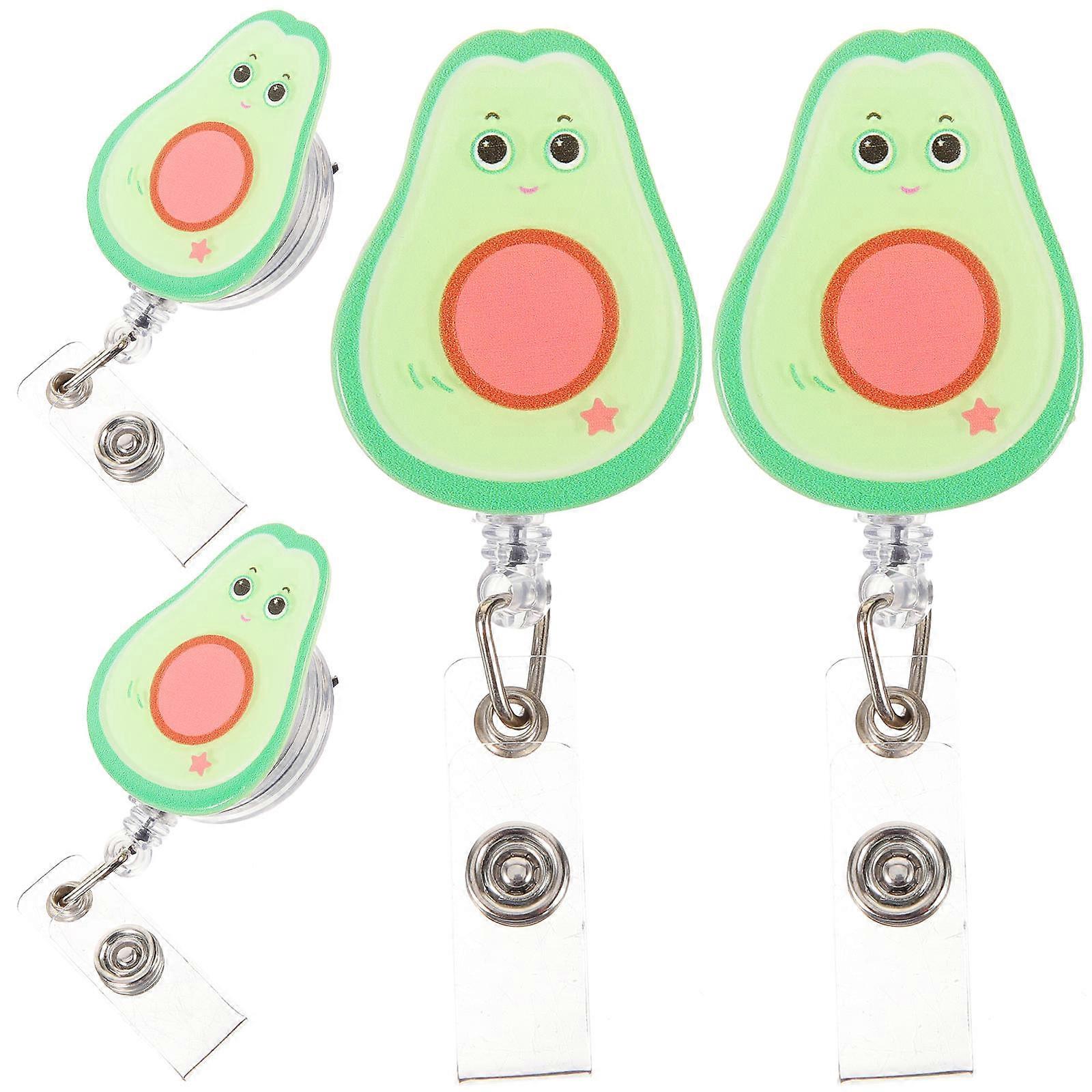 Fruit Easy Pull Badge Clips for Work Accessory 4Pcs Convenient