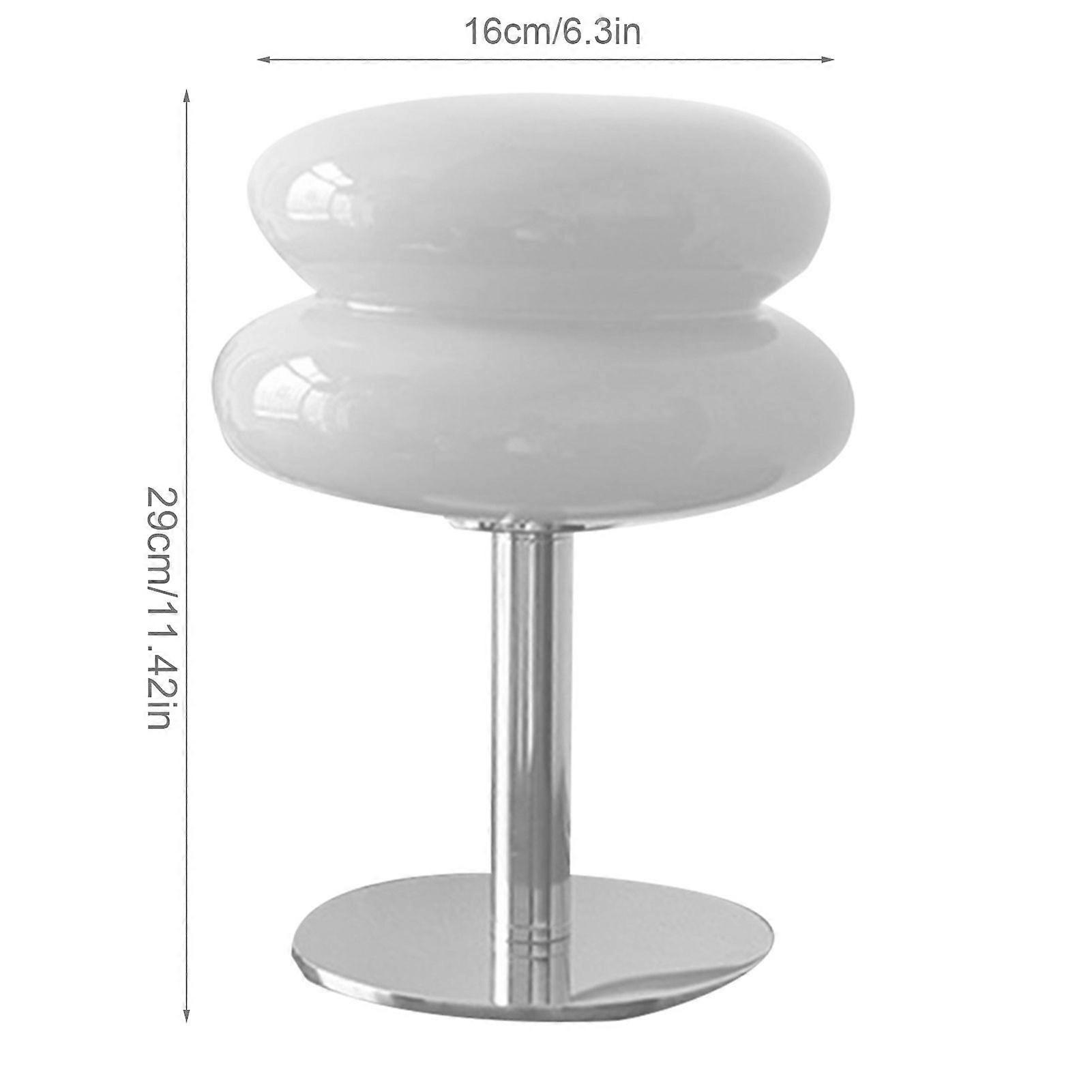 Egg Tart Table Lamp for Girls Energy Efficient Soft Light Cute Glass Table Lamp USB Desk Lamp for Dormitory USB Push Button Switch White